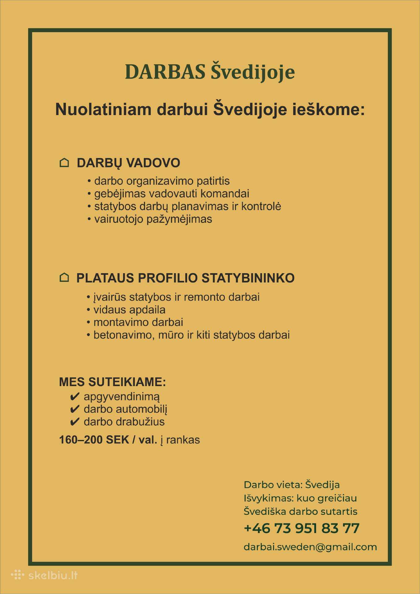 Darbas Švedijoje