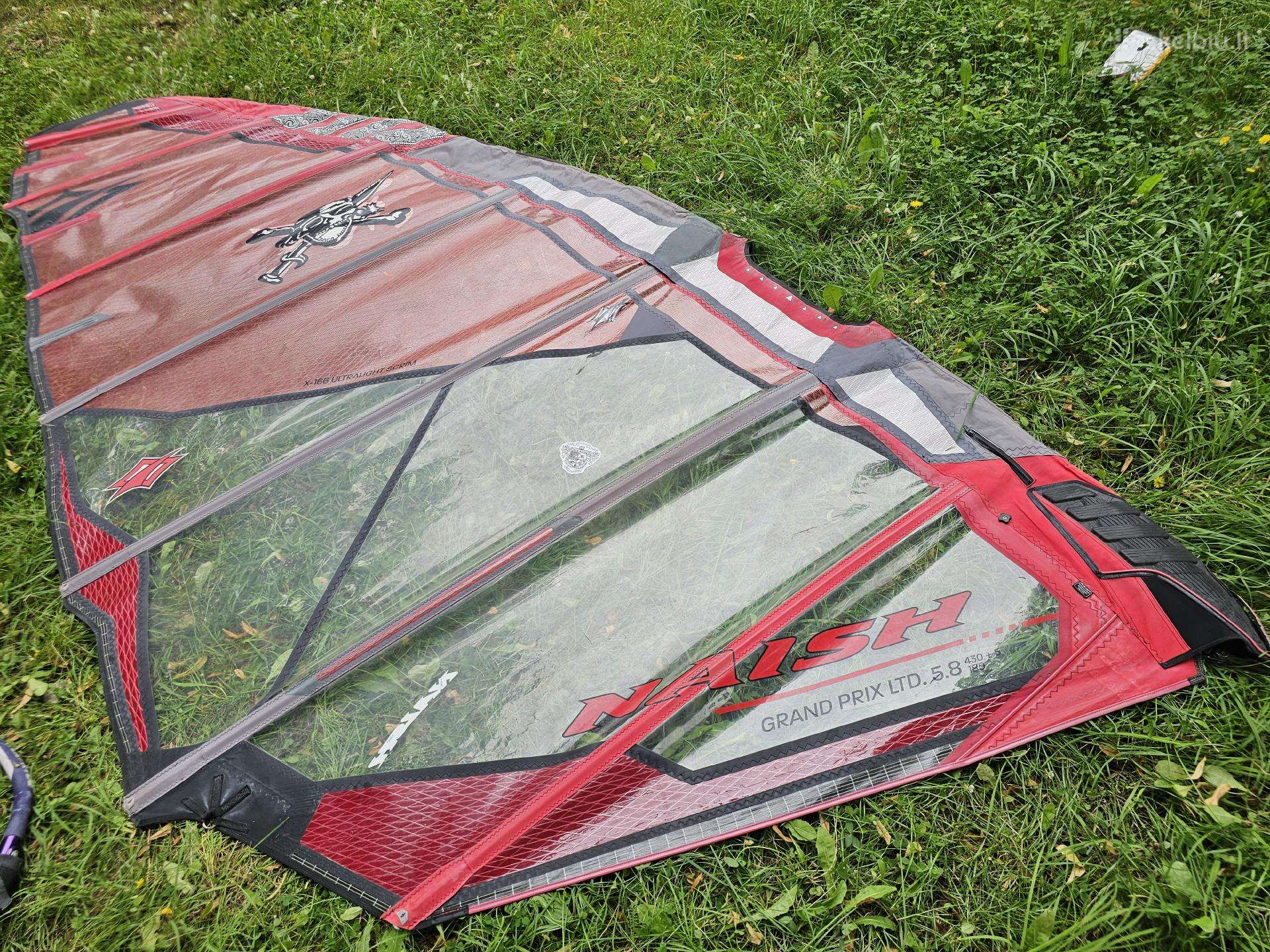 Burlentės komplektas5,8m,4,9m+stiebai+gikai,maišas