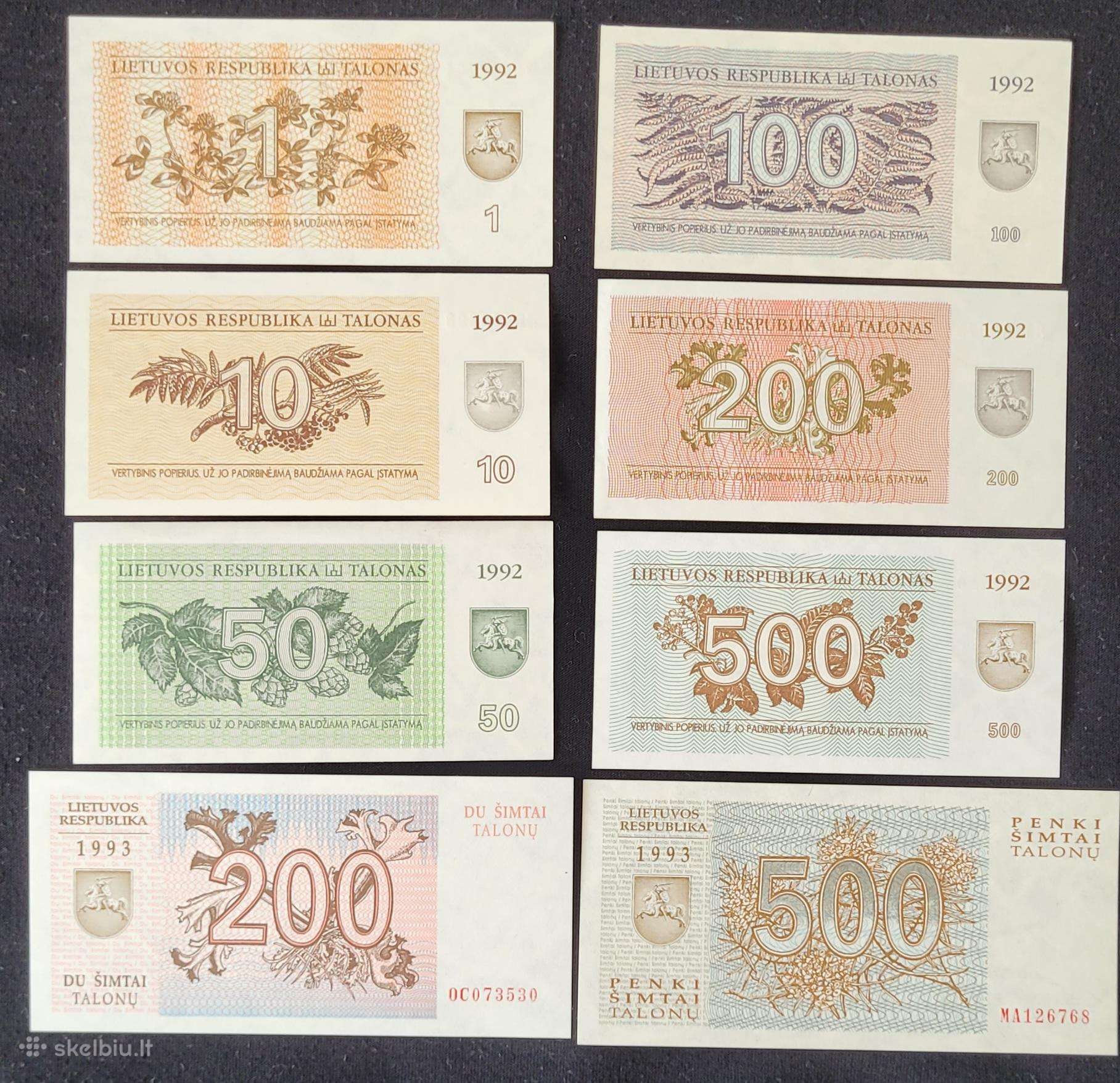 Pilnas 1992/93 metų talonų rinkinys, Unc