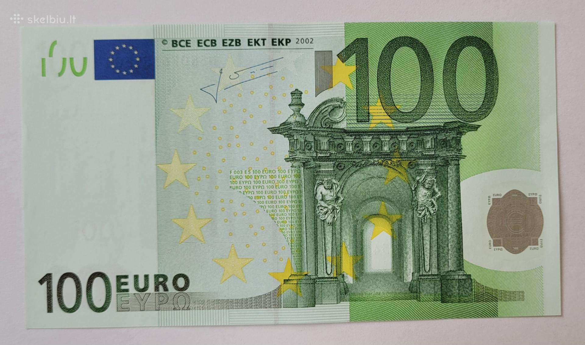 Eurai_100 eurų banknotai_2002_unc