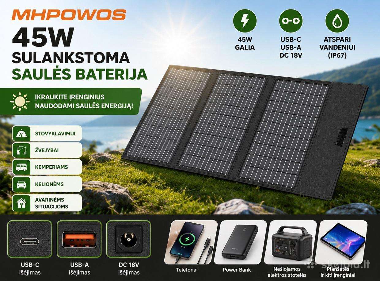 Nešiojama sulankstoma saulės baterija 45w su Usb-c