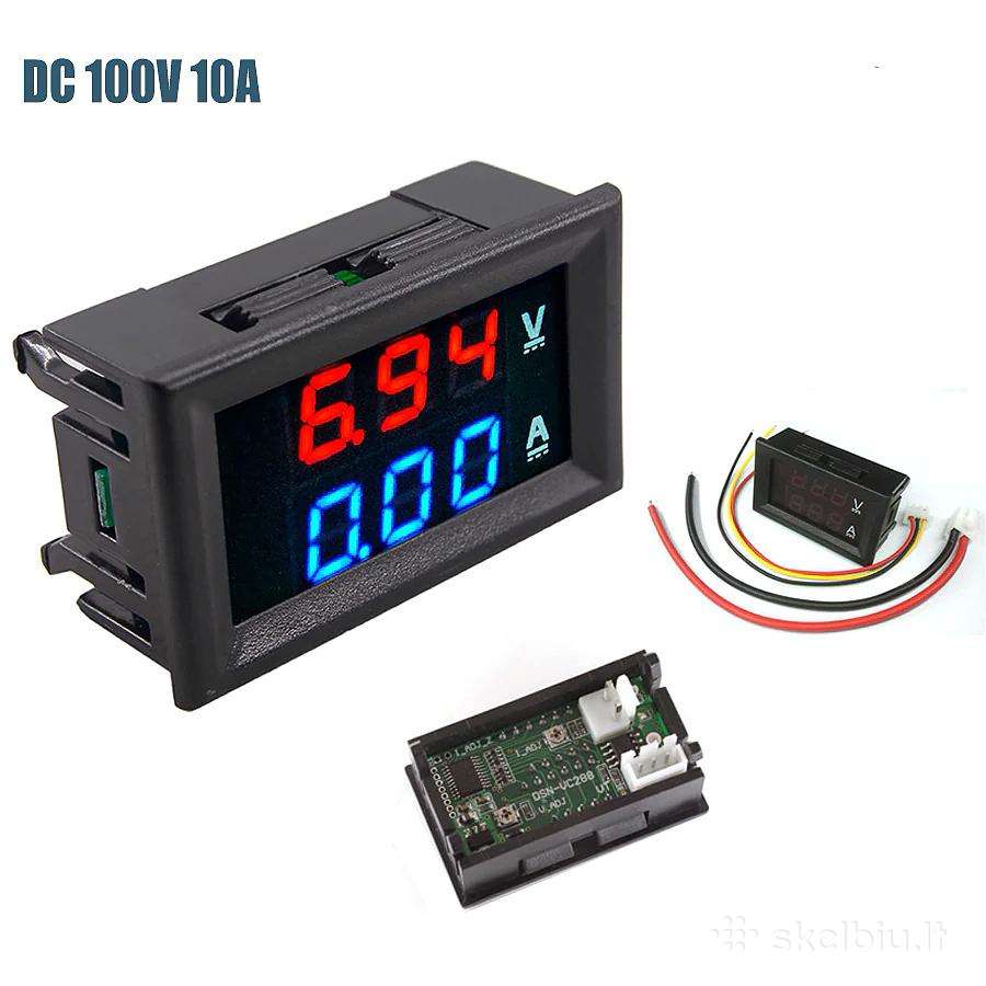 LED voltmetras ampermetras 100v/10a