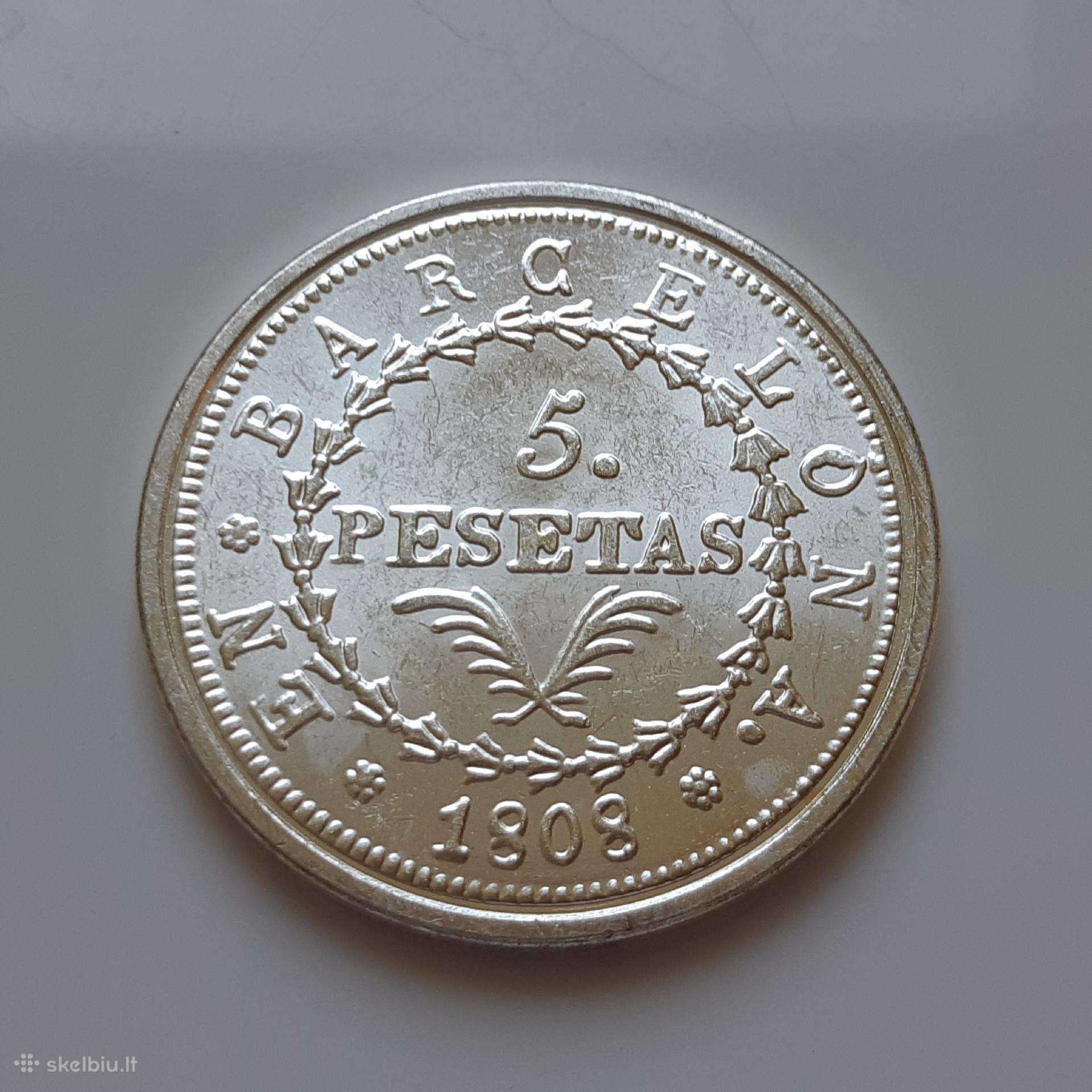 Ispanija Barselona 5 pesetos 1808