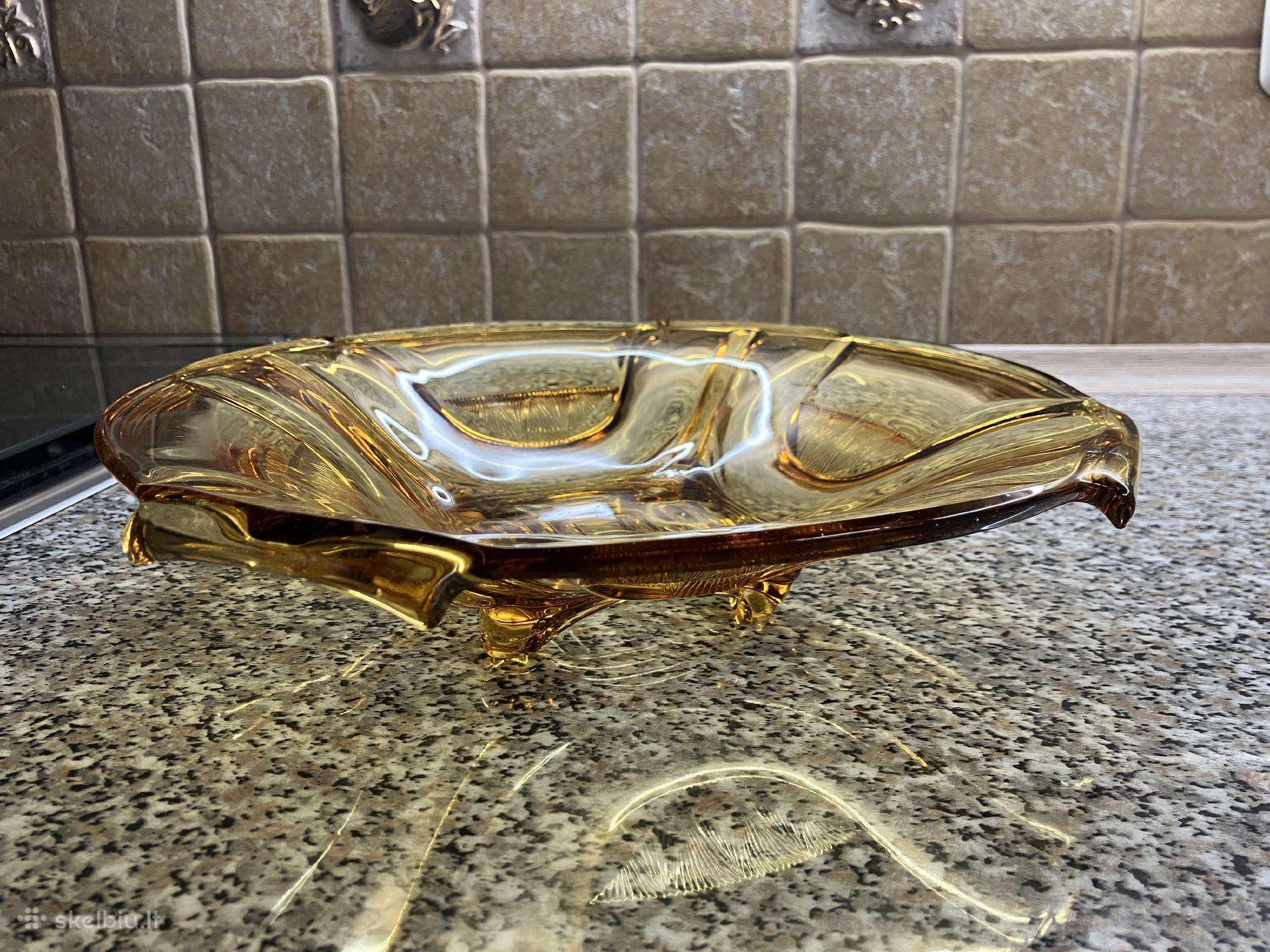 Art deco stiliaus gintaro spalvos indas vaisinė