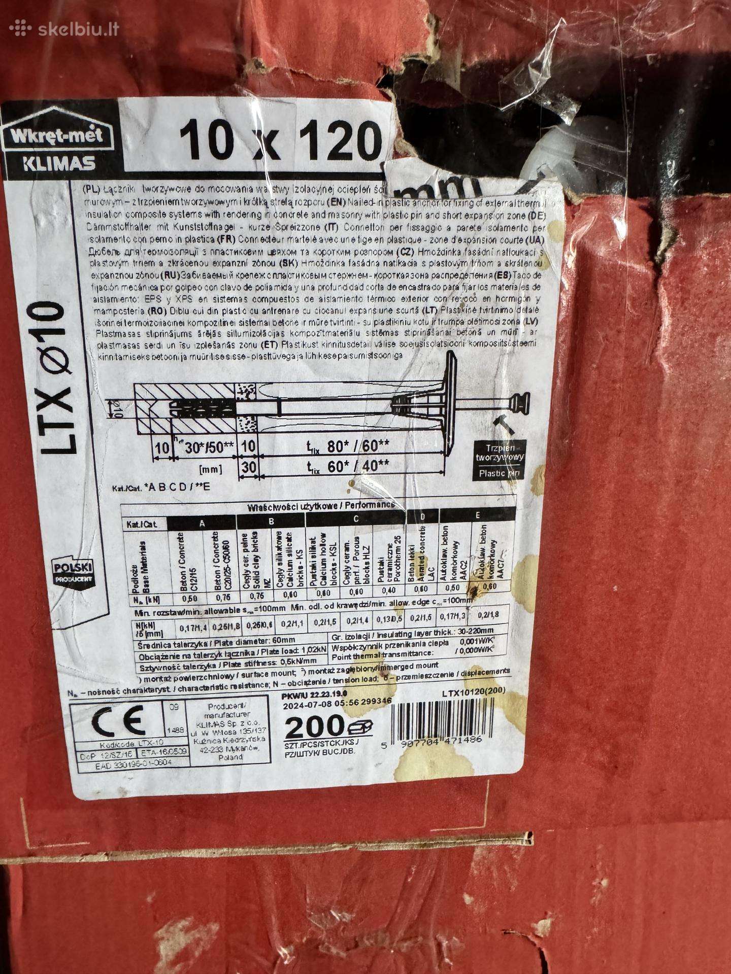 Fasado šiltinimo tvirtinimo smeigės su vinimi
