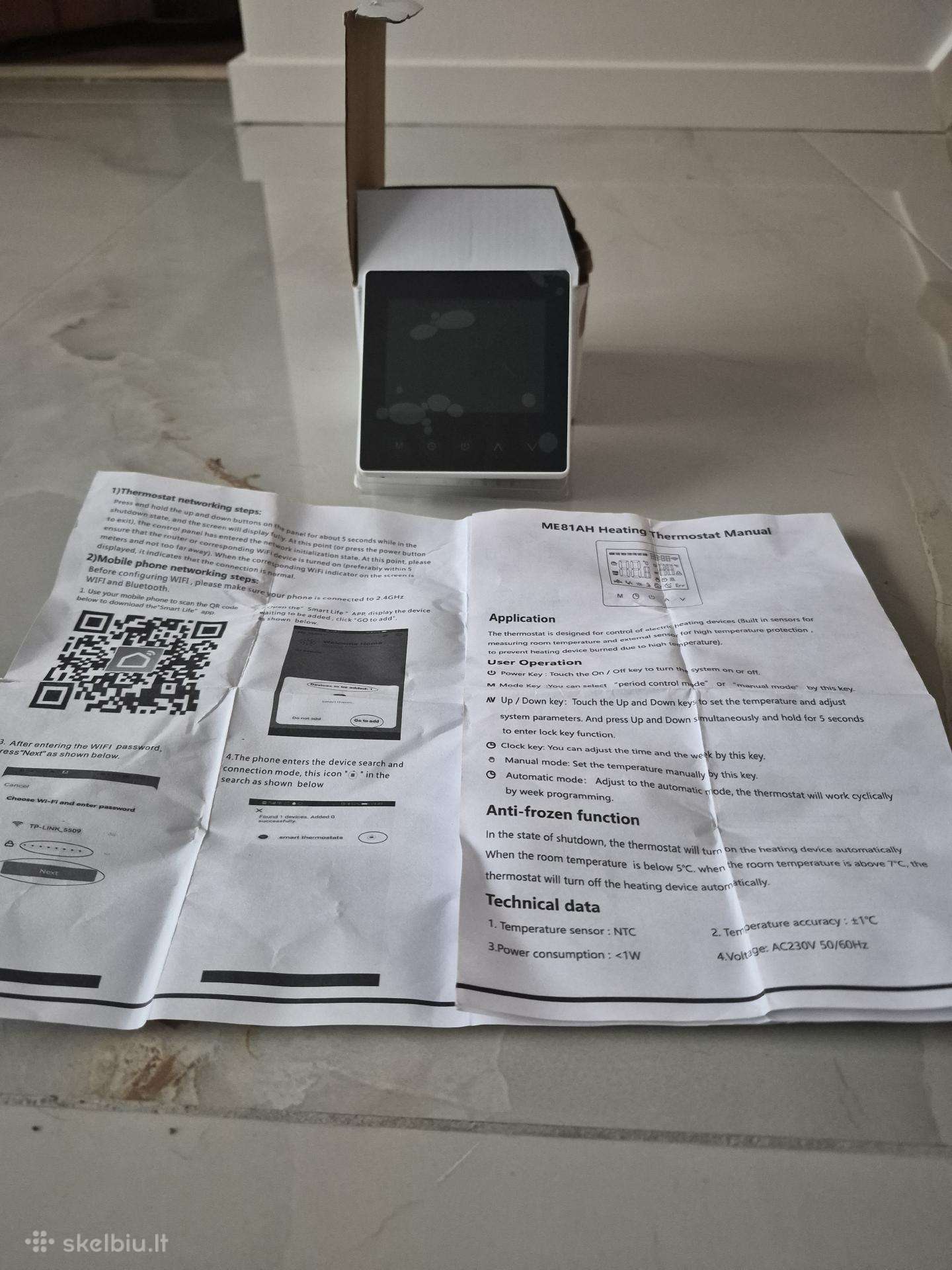 Parduodu smart WiFi grindu sildymo termostaras