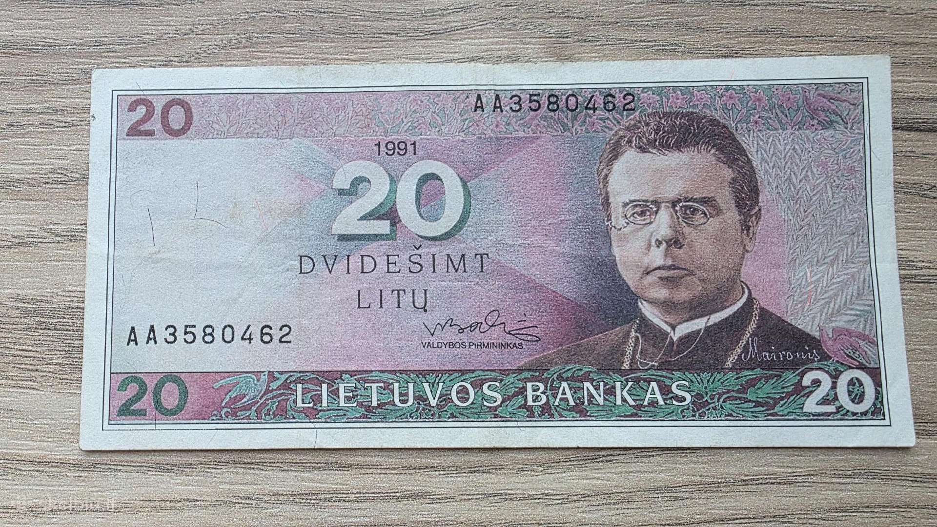 1991 metų 20 litų