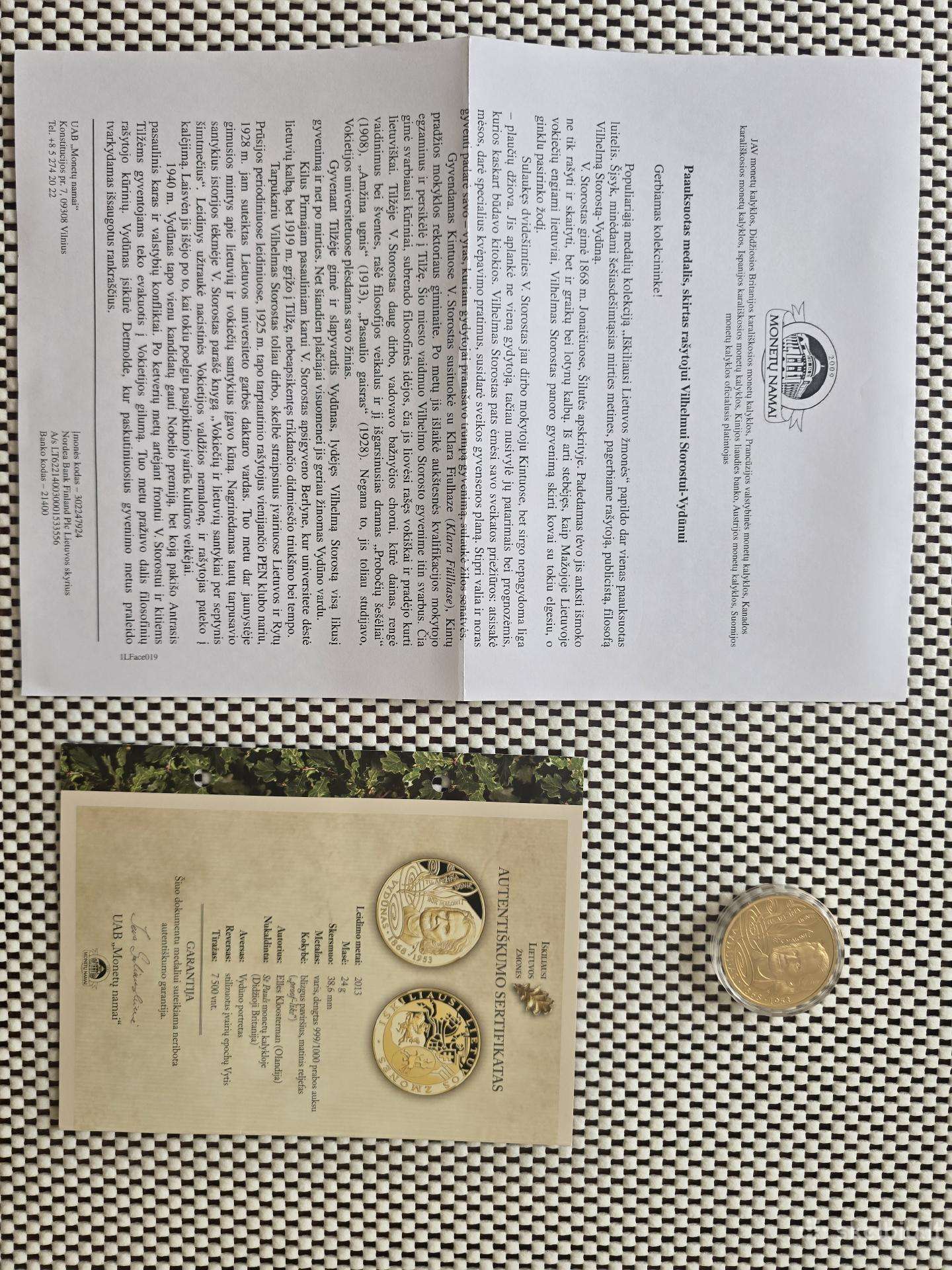 Moneta su autentiškumo sertifikatu