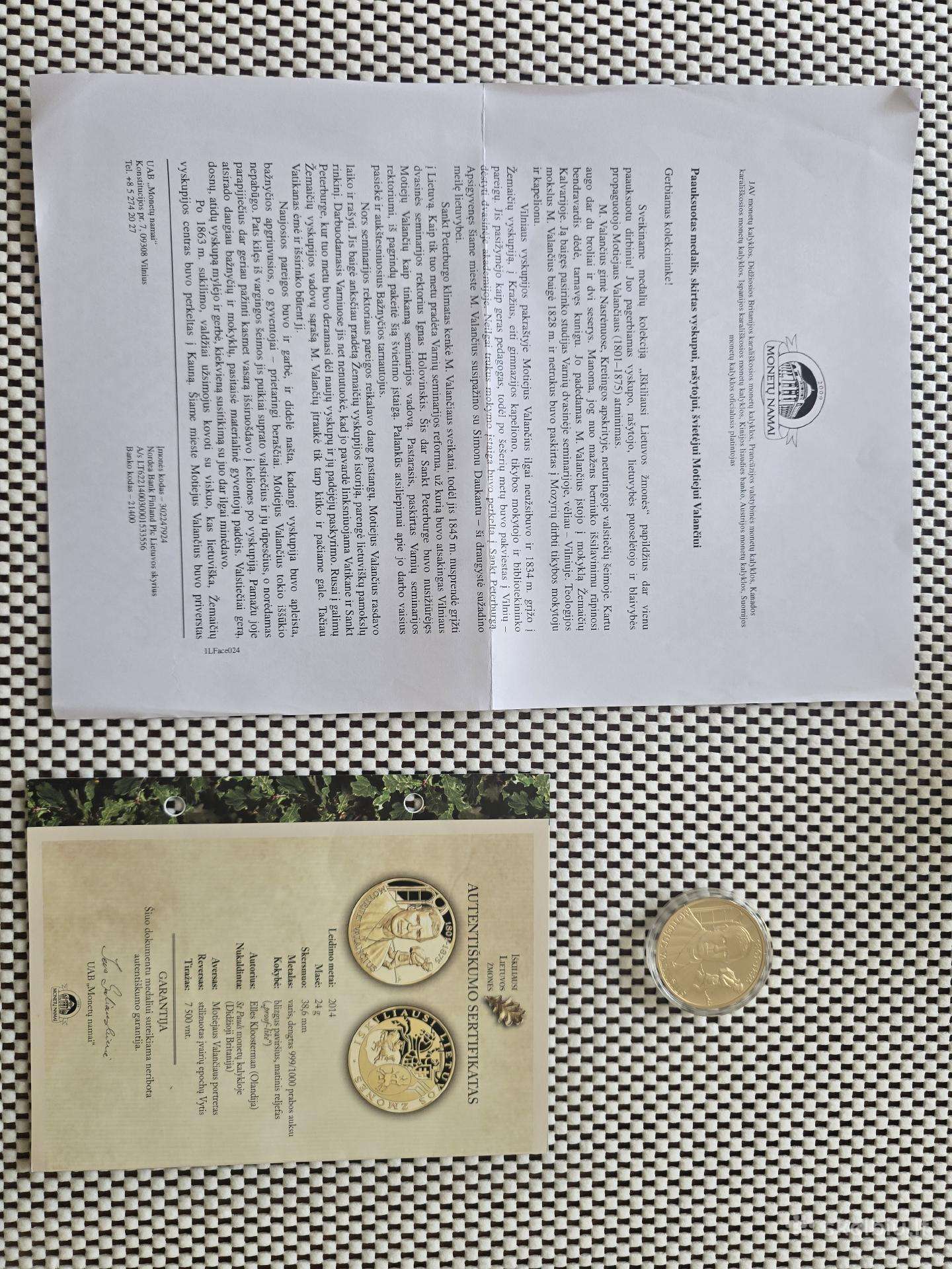 Moneta su autentiškumo sertifikatu