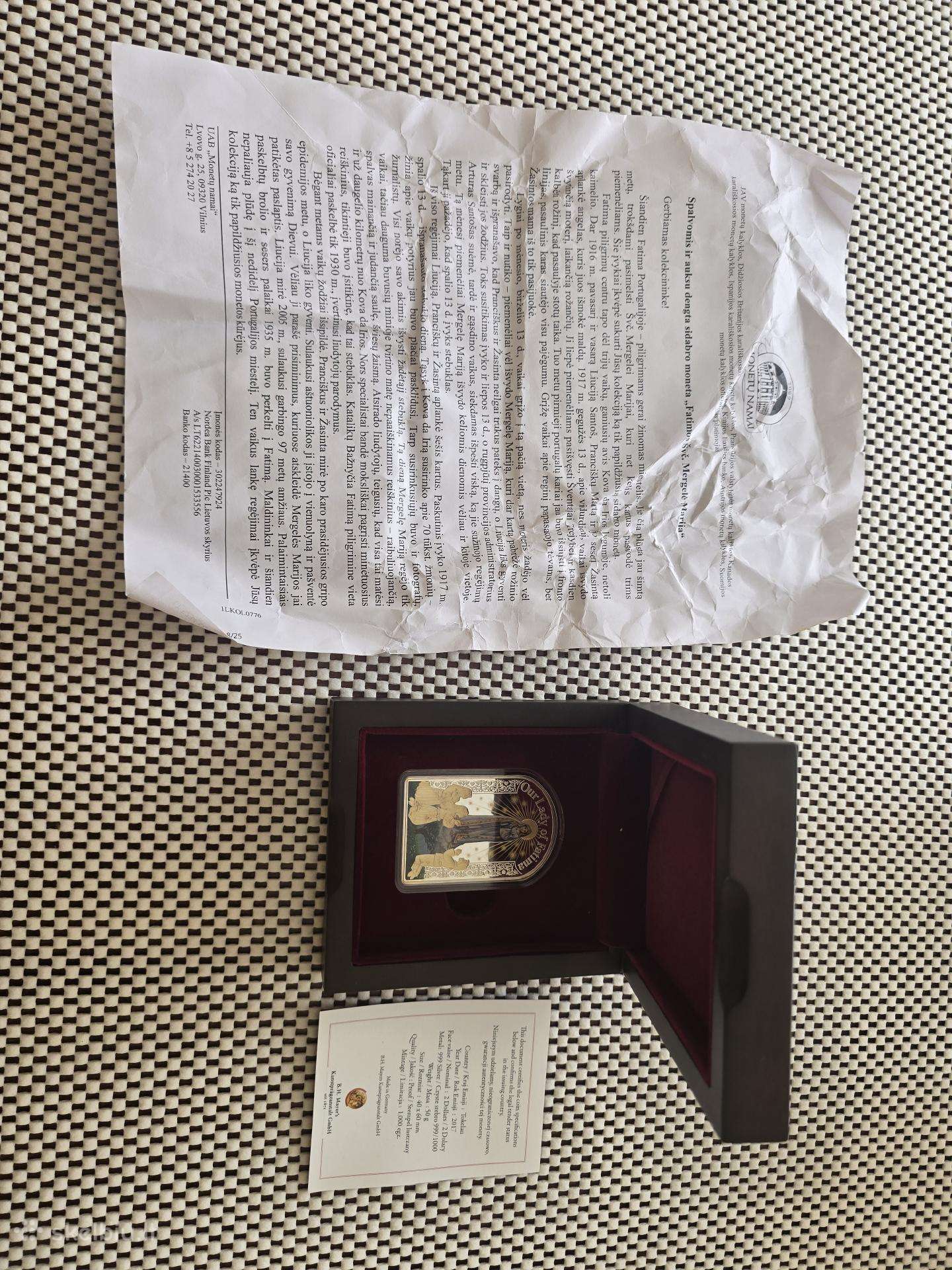 Sidabrinė "Švč. Mergelės Marija"moneta