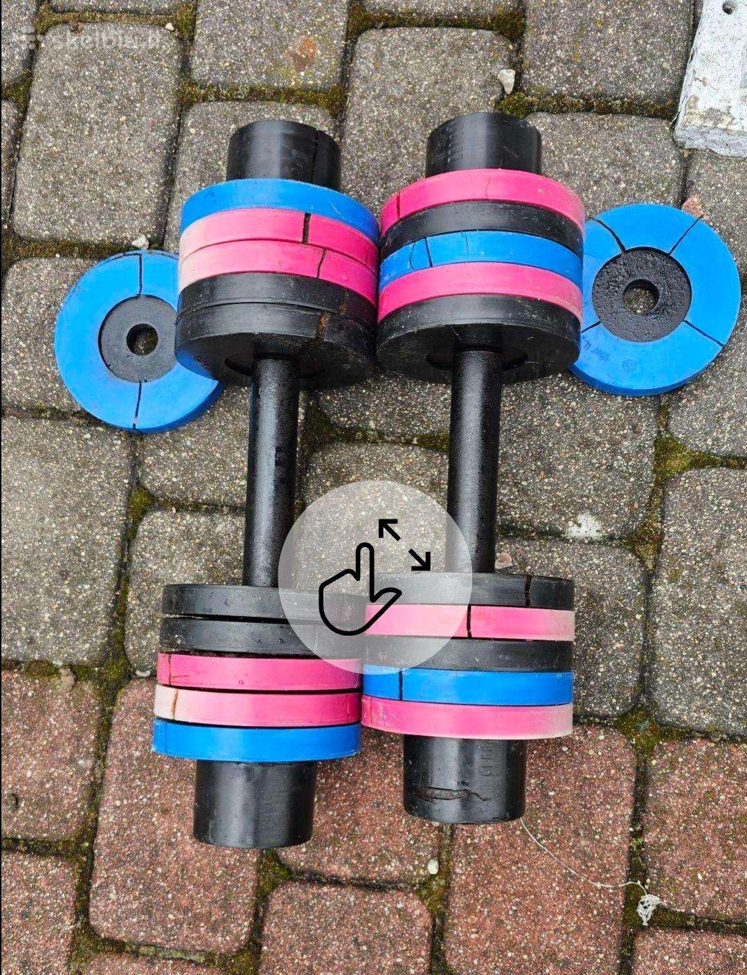 Hanteliai 2vnt po.15kg bendras30kg 2vnt 42eur