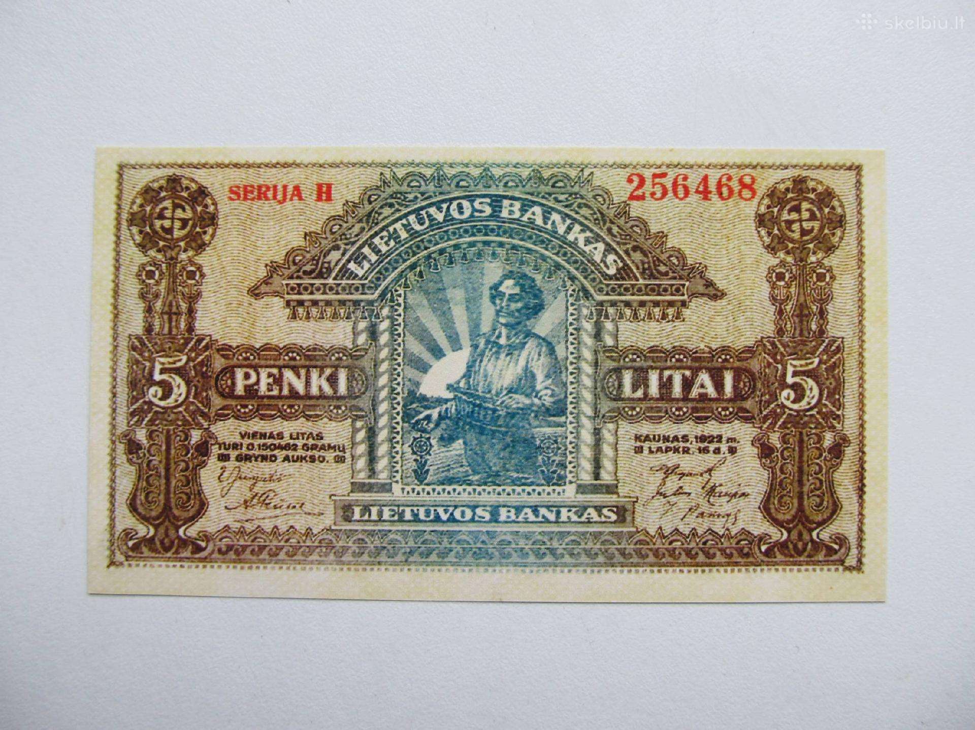 5 litai , Lietuva , 1922 lapkritis serija H.