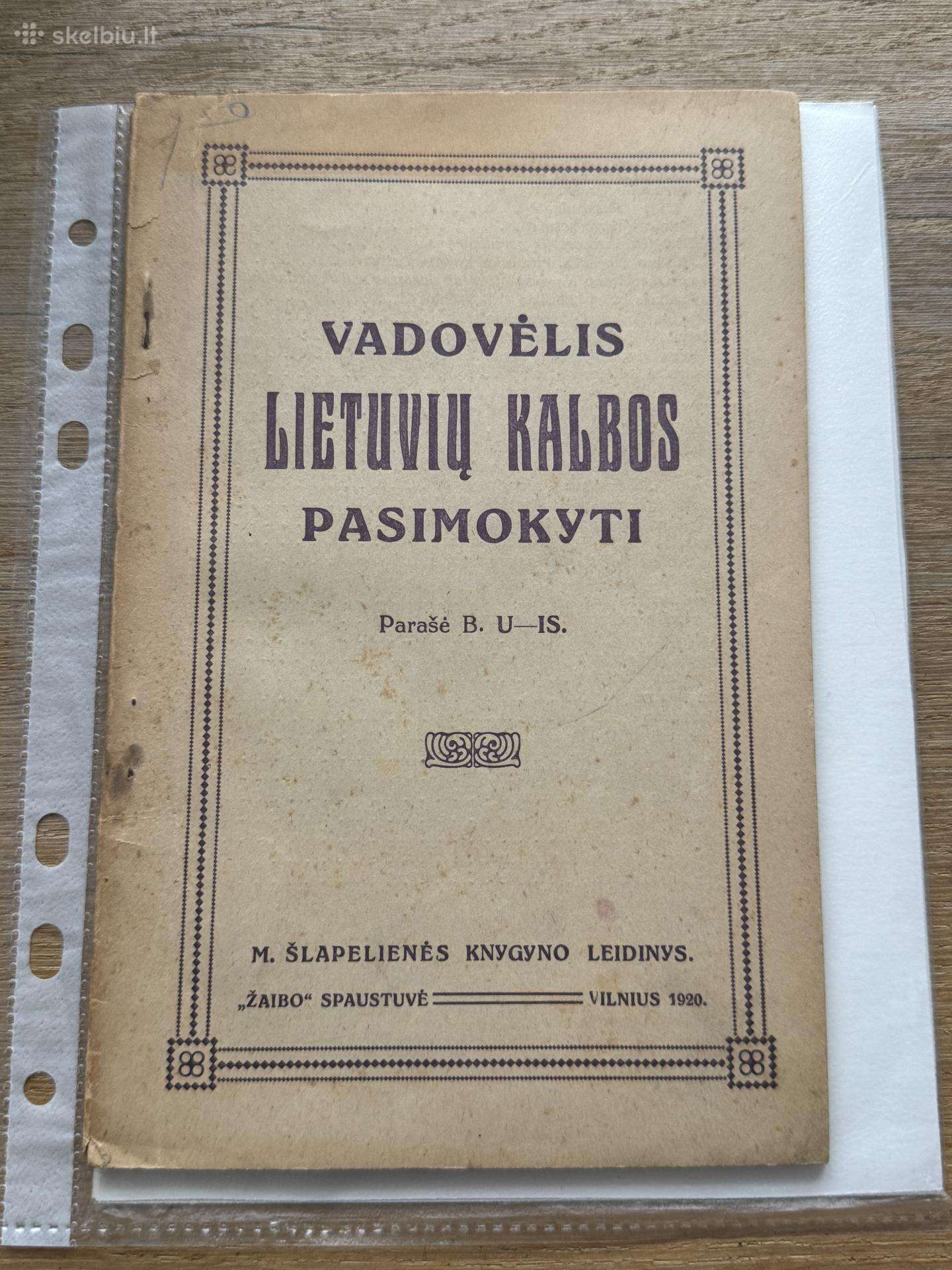 Vadovėlis Lietuvių kalbos pasimokyti 1920 m.