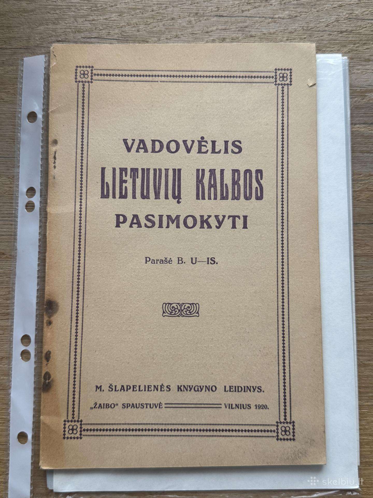 Vadovėlis Lietuvių kalbos pasimokyti 1920 m.
