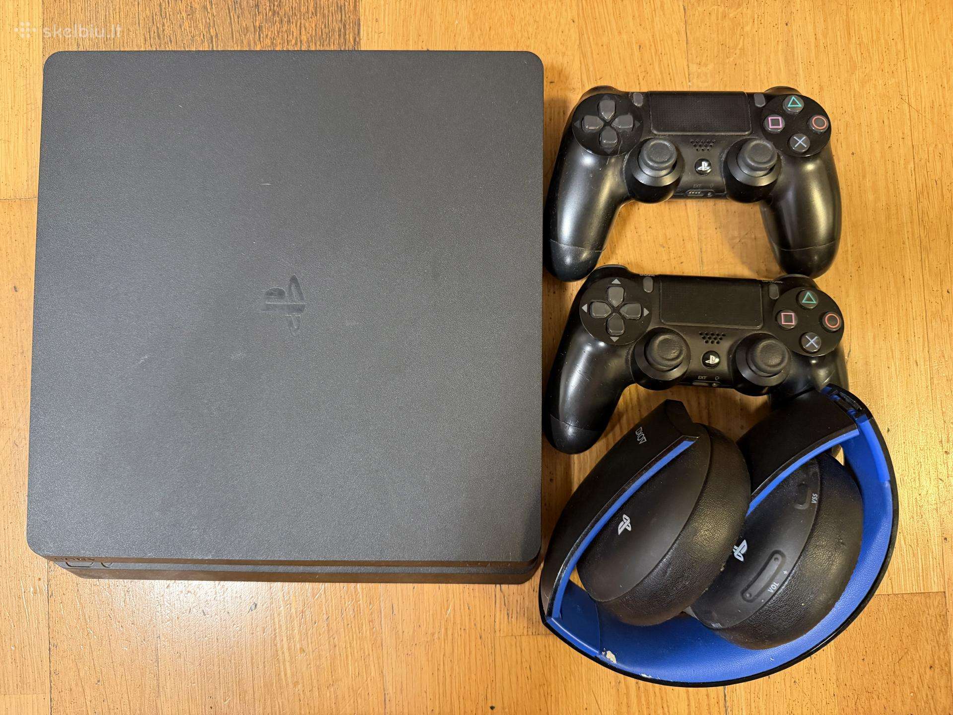 Ps4 Slim 500gb + 2 pulteliai + 13 žaidimų+ausinės
