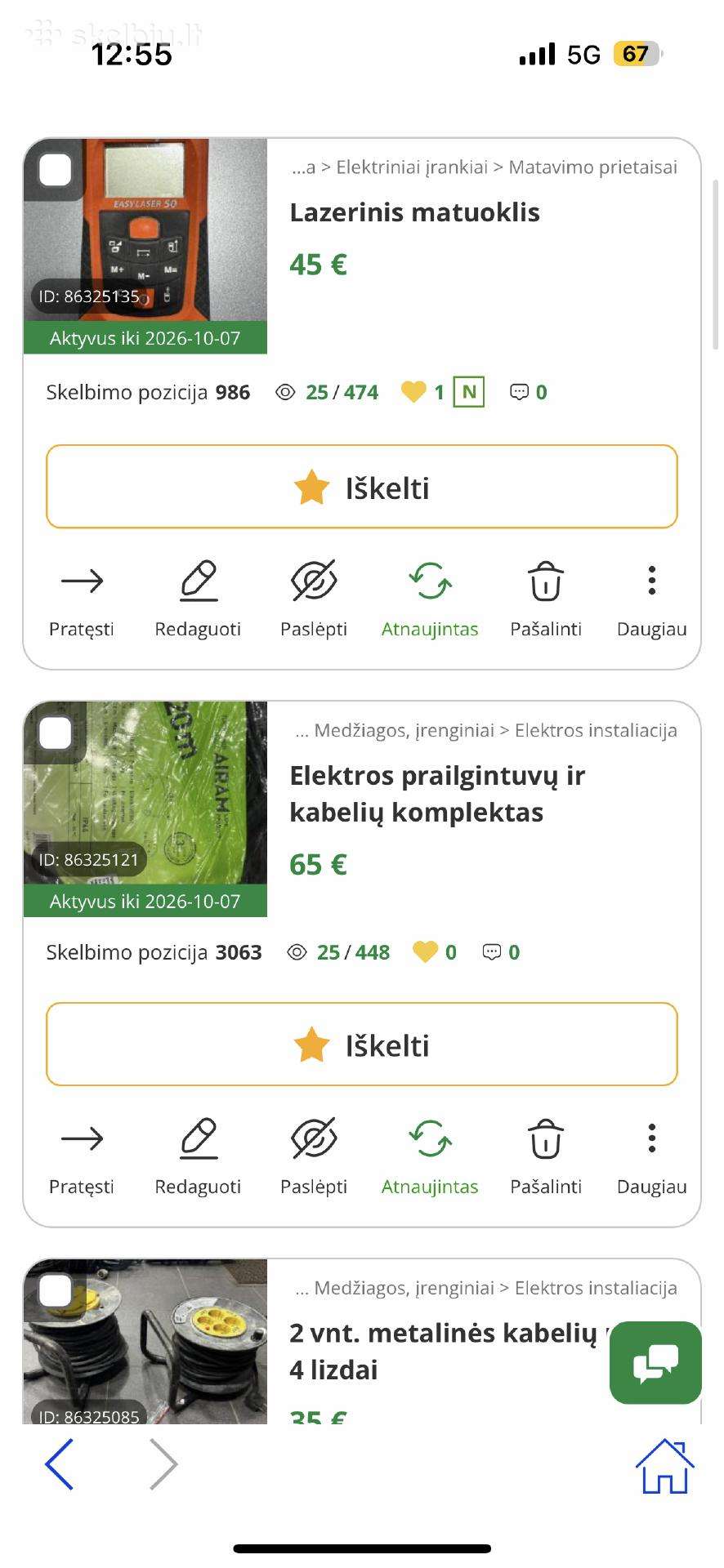 Namų apyvokos reikmenų išpardavimas
