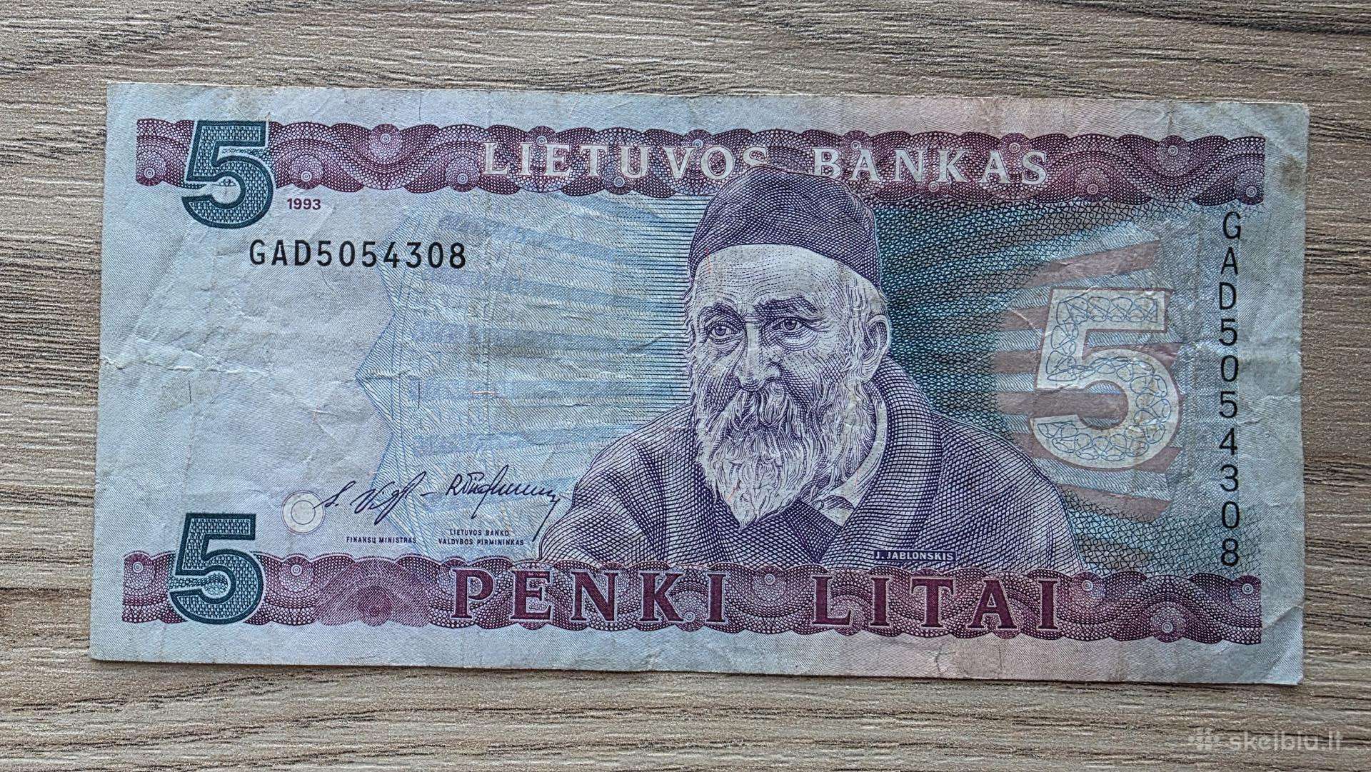 1993 metų 5 litai Jablonskis