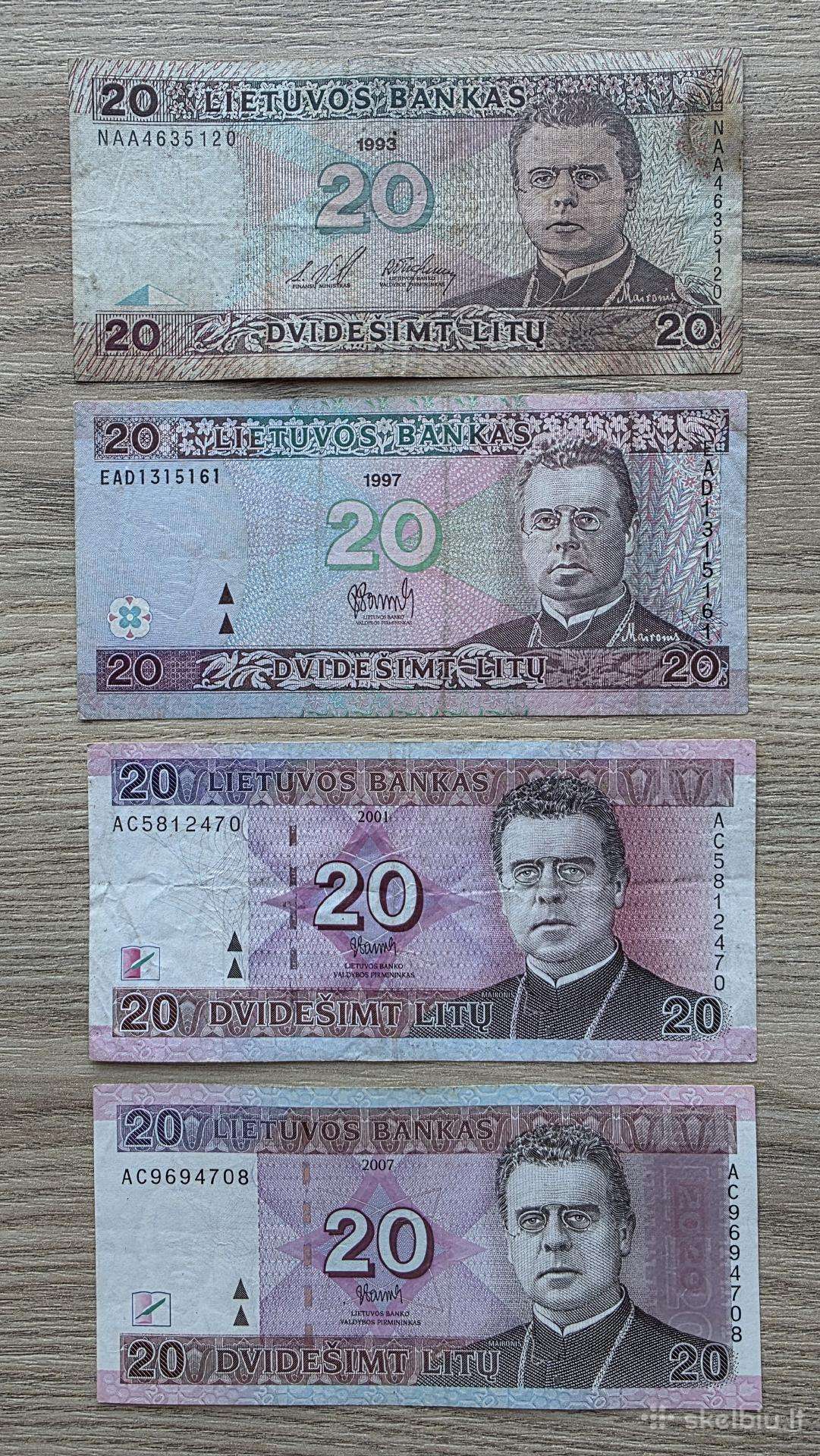 1993 1997 2001 2007 20 litų komplektas