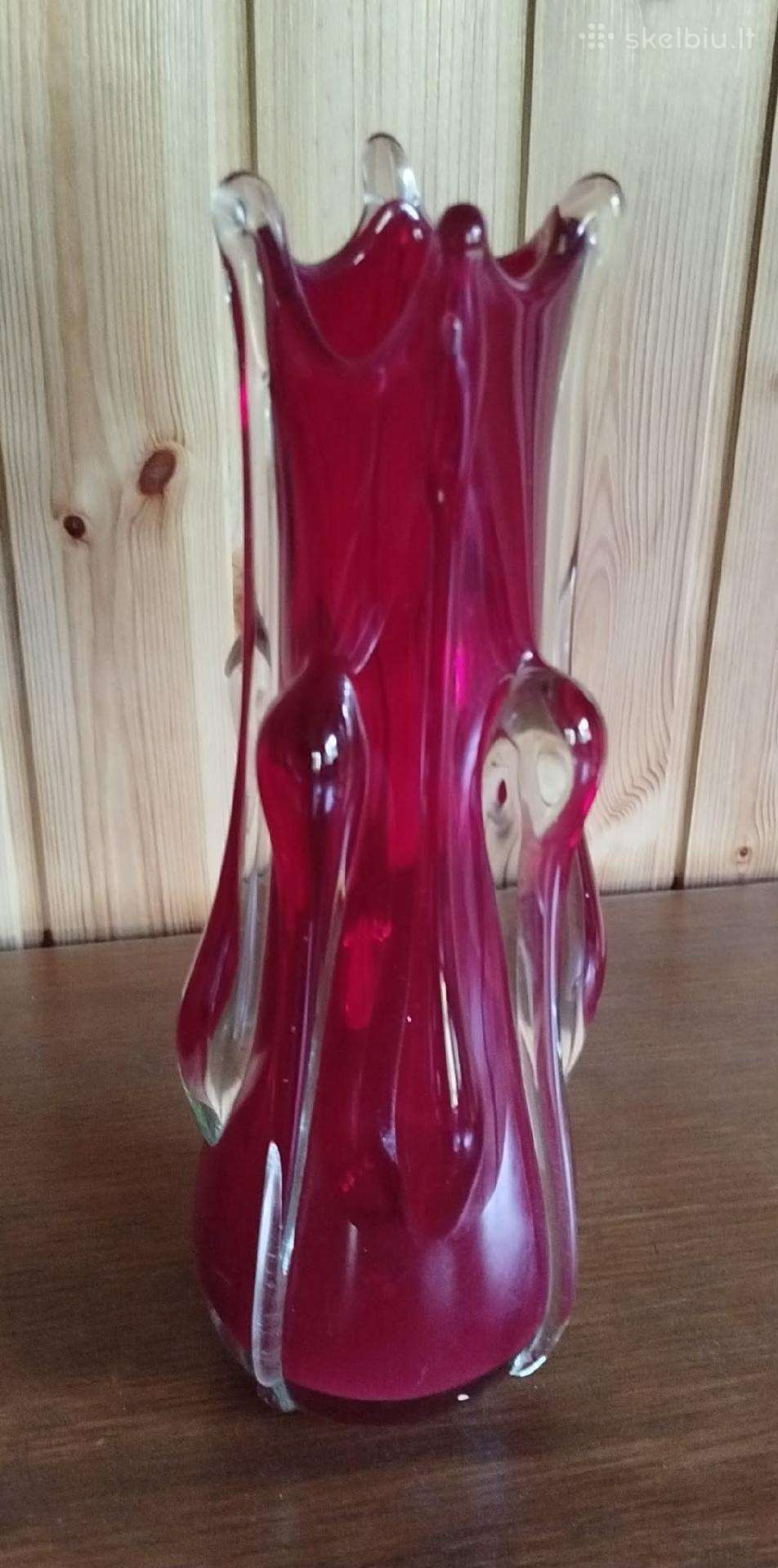 Vintažinė storo stiklo vaza