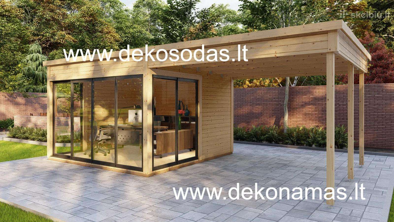 Premium mediniai sodo nameliai 45 mm, 360x370 cm
