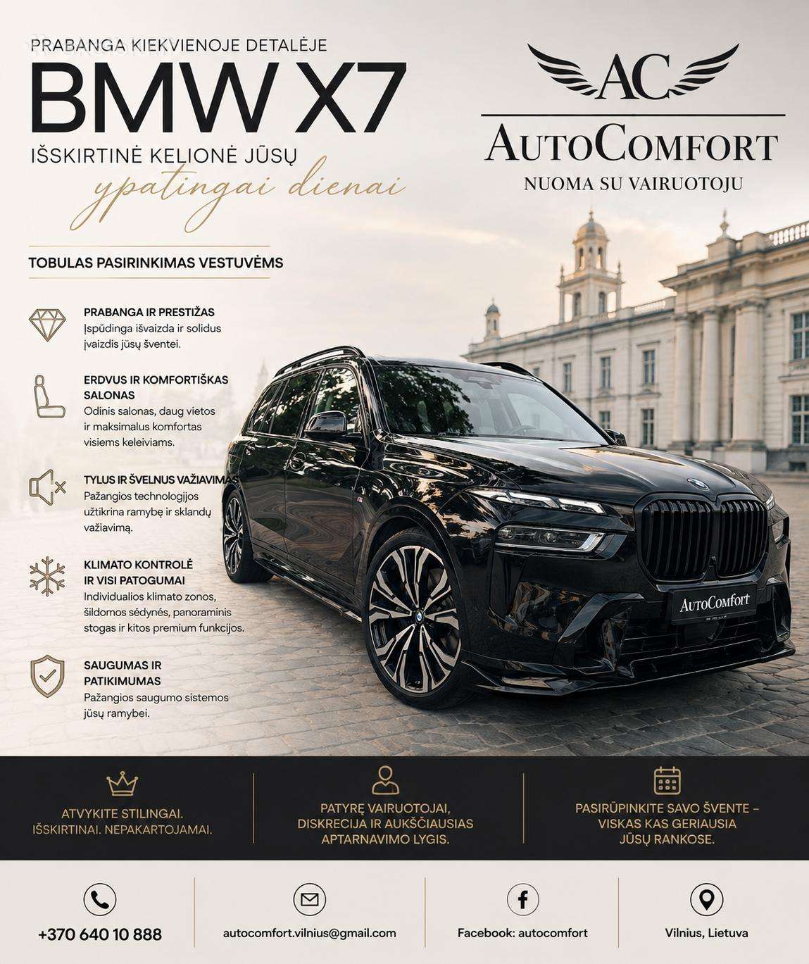 Bmw X7 G07, automobilių nuoma vestuvėms