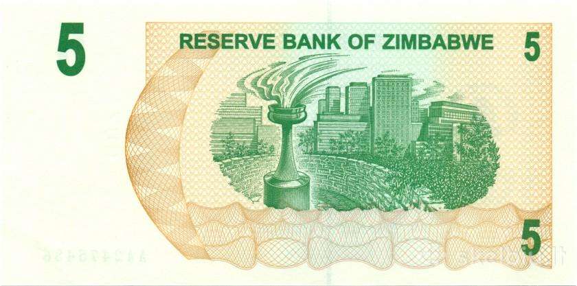 Zimbabwe 5 dollars 2006. Unc. P