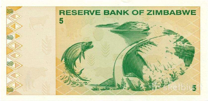 Parduoduzimbabwe 5 dollars 2009. Unc. P