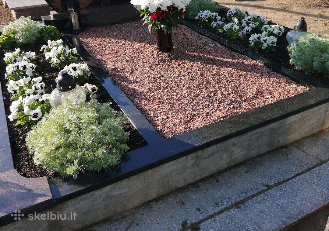 Naudota juodo granito tvorelė kapavietei