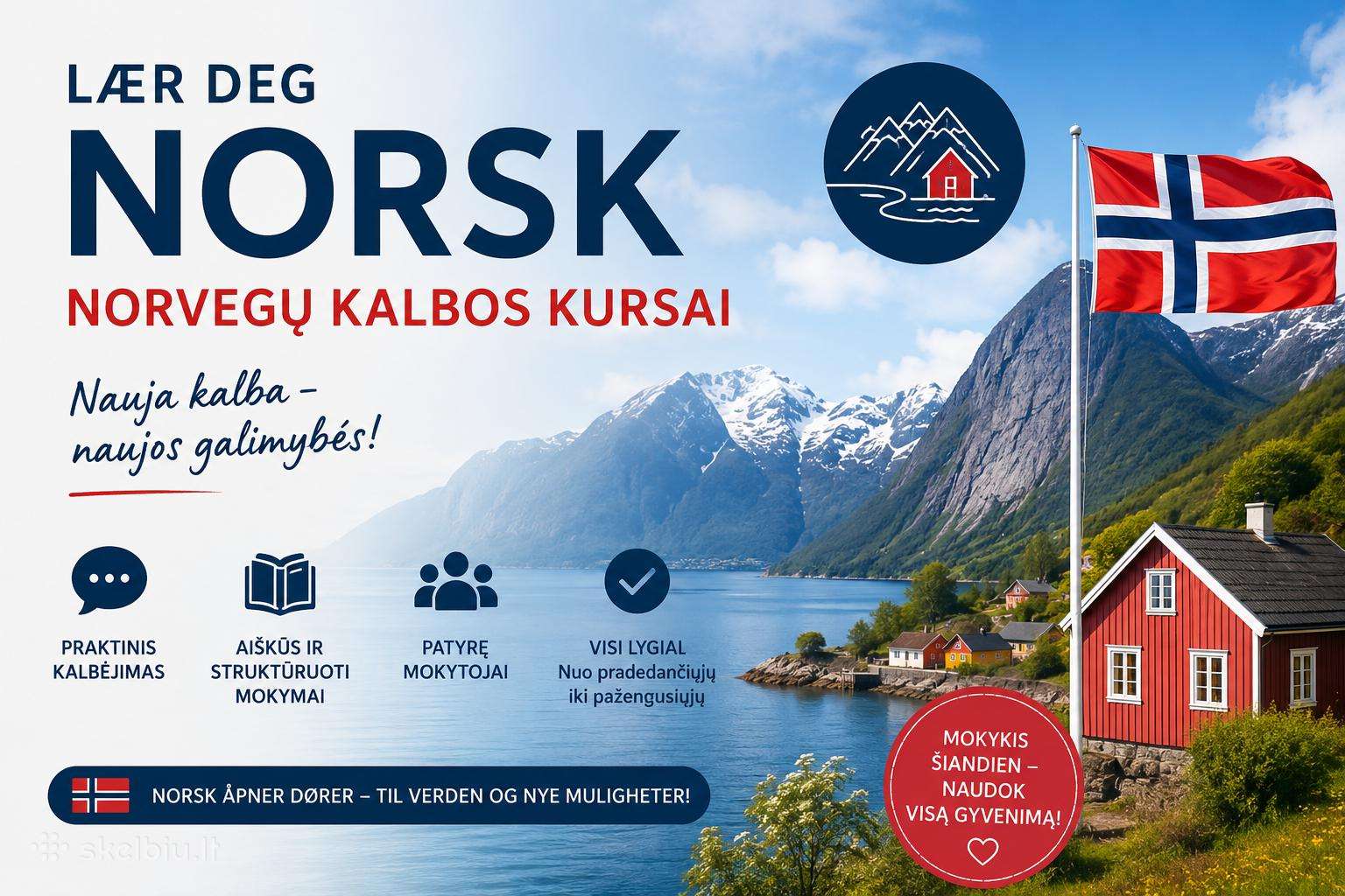 Norvegų kalbos kursai nuo A1 iki C1 lygio