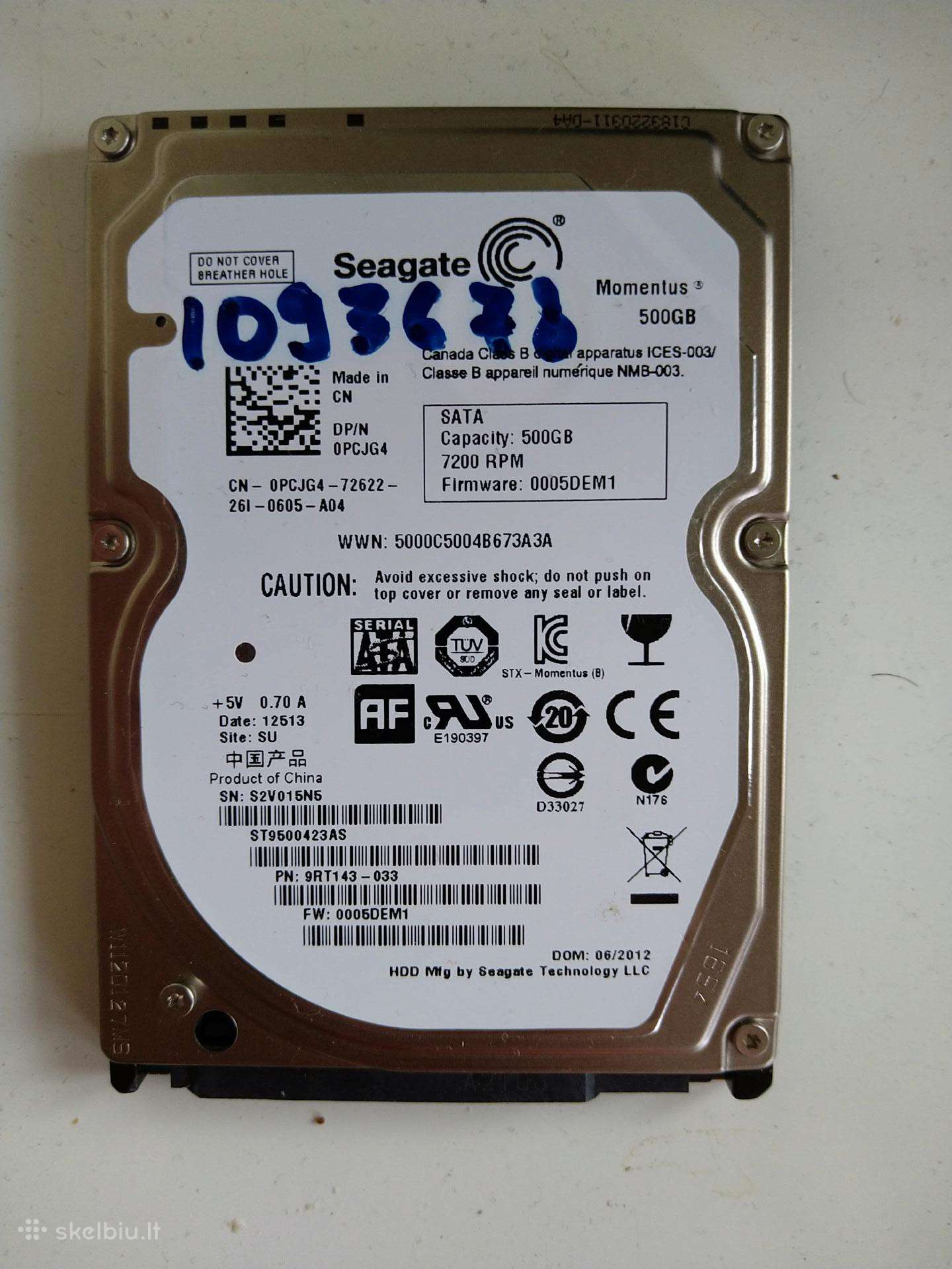 Parduodu Seagate HDD 500gb