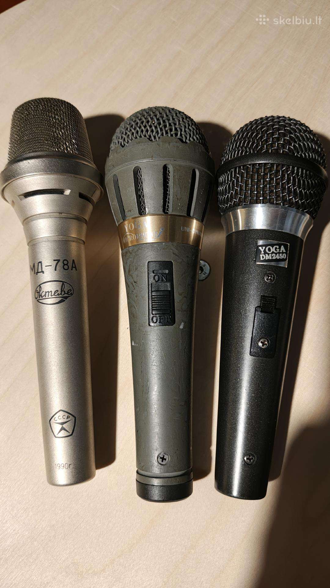 Mikrofonai (dinaminiai, seni, naudoti, veikia)