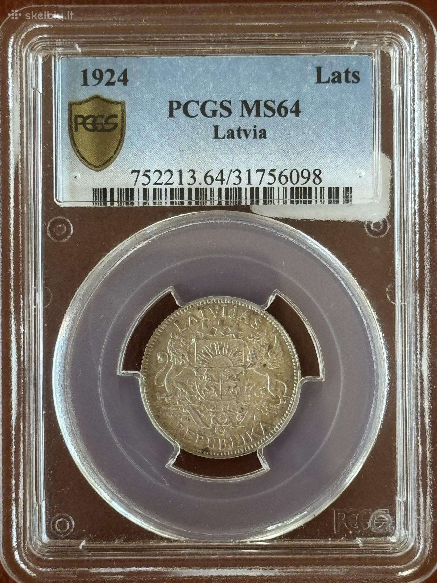 Latvija 1 lats 1924 – Pcgs Ms64