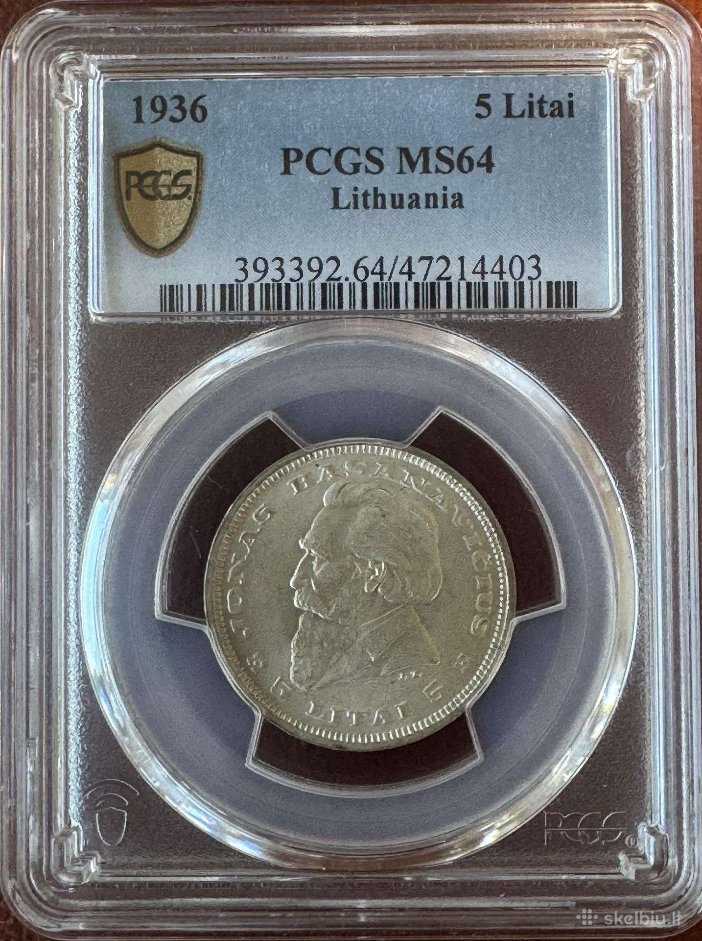 5 litai 1936 – Jonas Basanavičius – Pcgs M