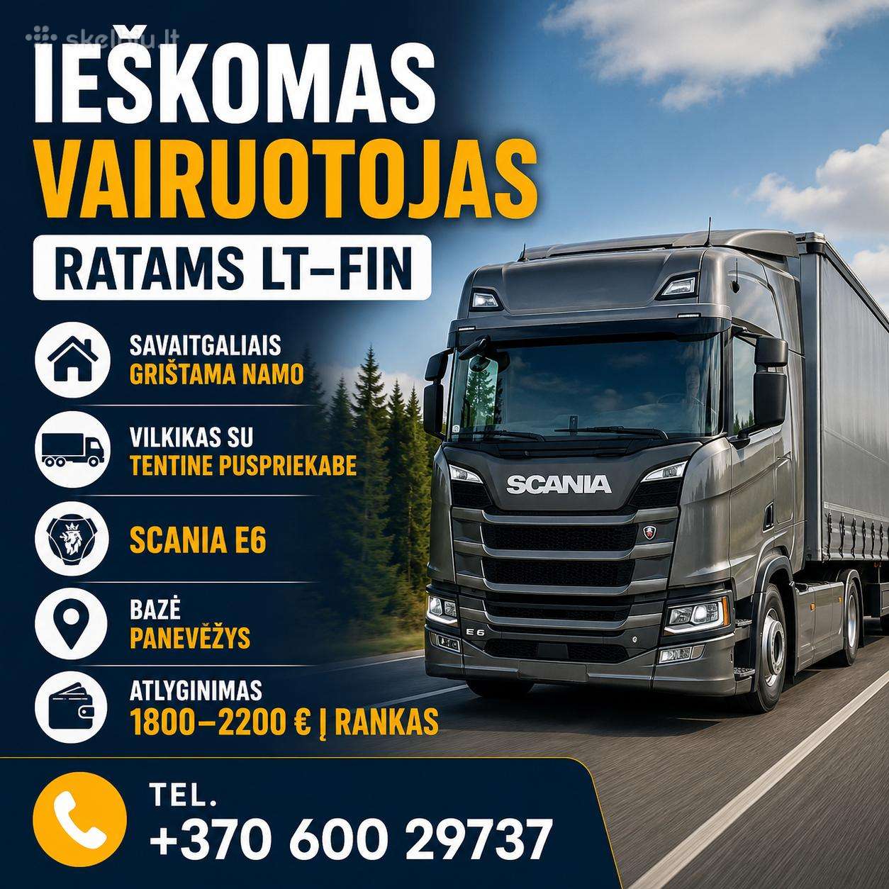 CE kategorijos vairuotojas,