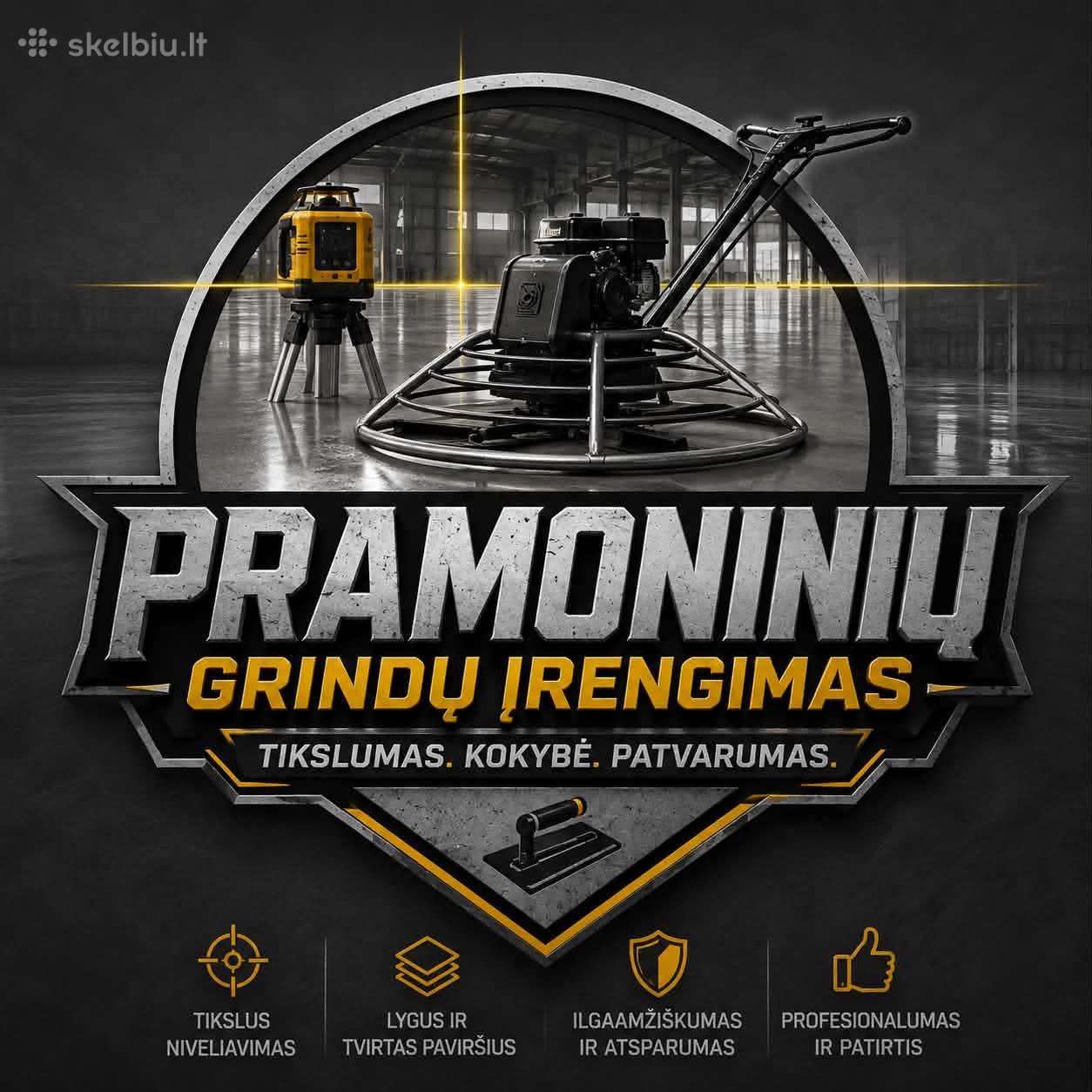 Pramoninių grindų betonavimas.