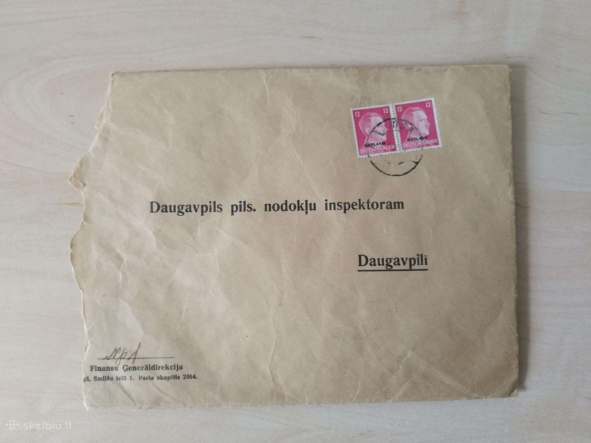 Pašto vokas Antrojo pasaulinio karo laikotarpio