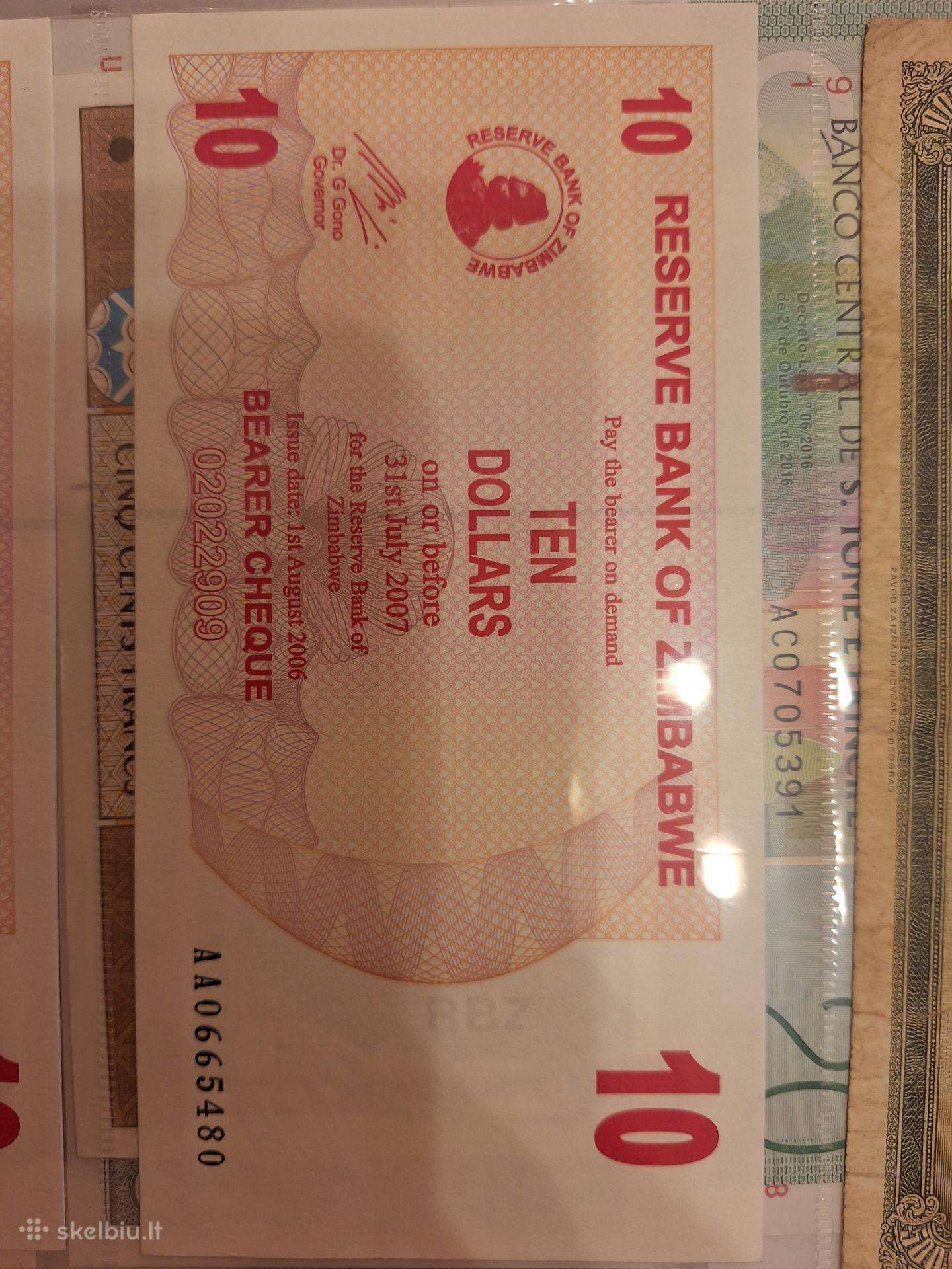 10 zimbabves doleriu