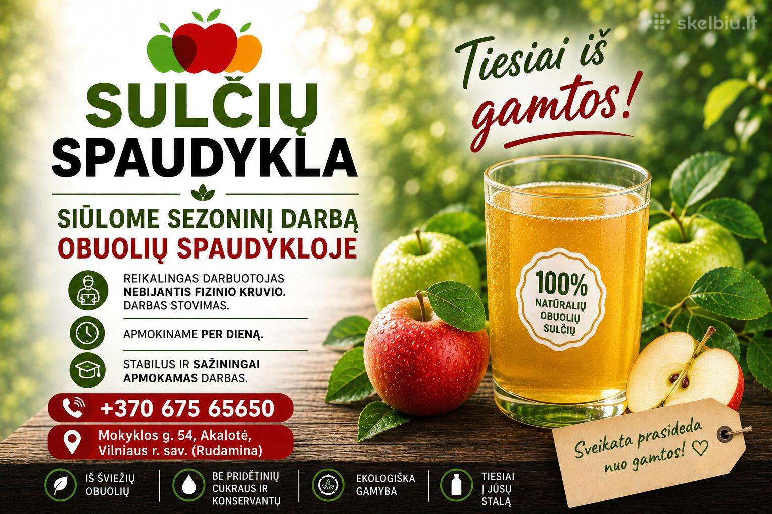 Sulčių spaudykla, ieško komandos nario (Rudamina)