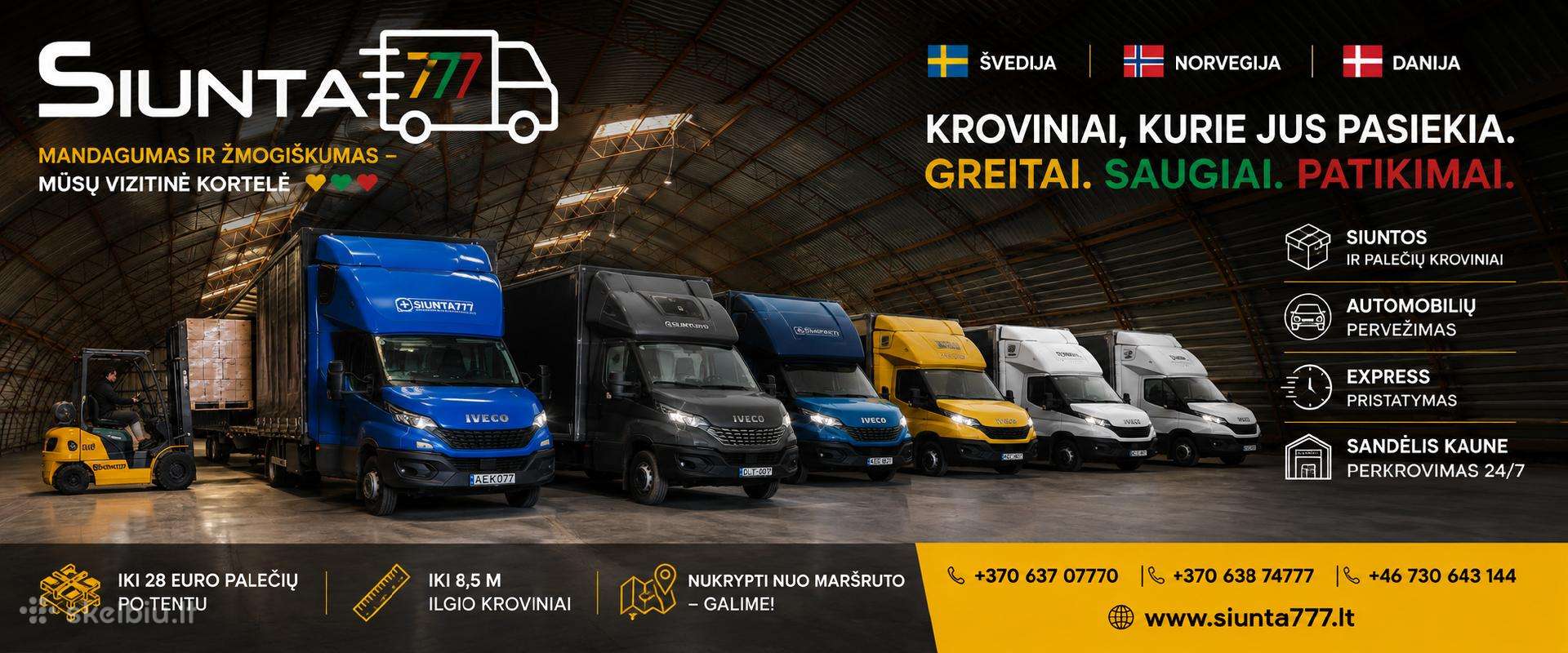 Siuntos ir Kroviniai į Švediją, Norvegiją, Daniją