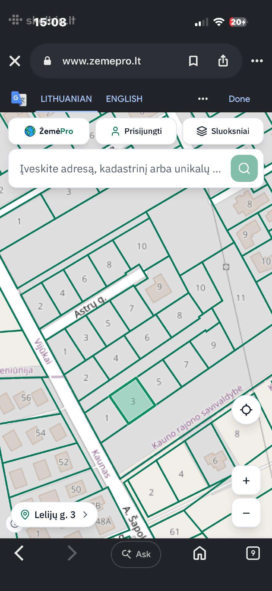 Sklypasa.Šapokos g prie pat Kauno miesto ribos