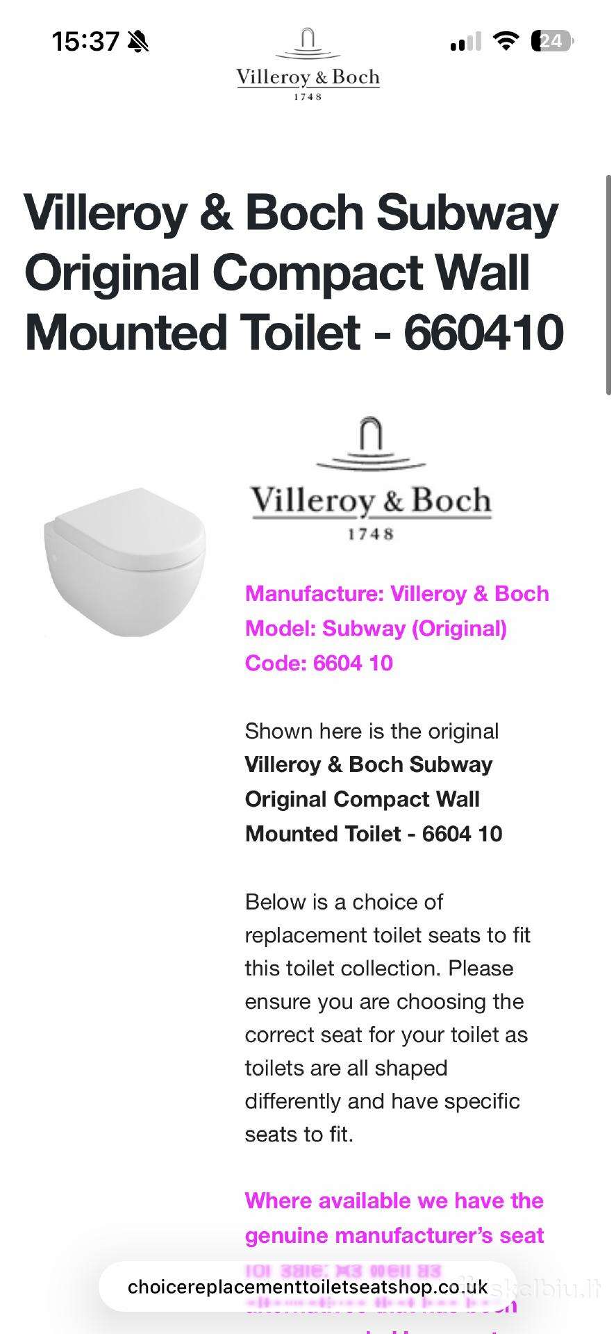 Ieškau pirkti dangčio Villeroy & Boch
