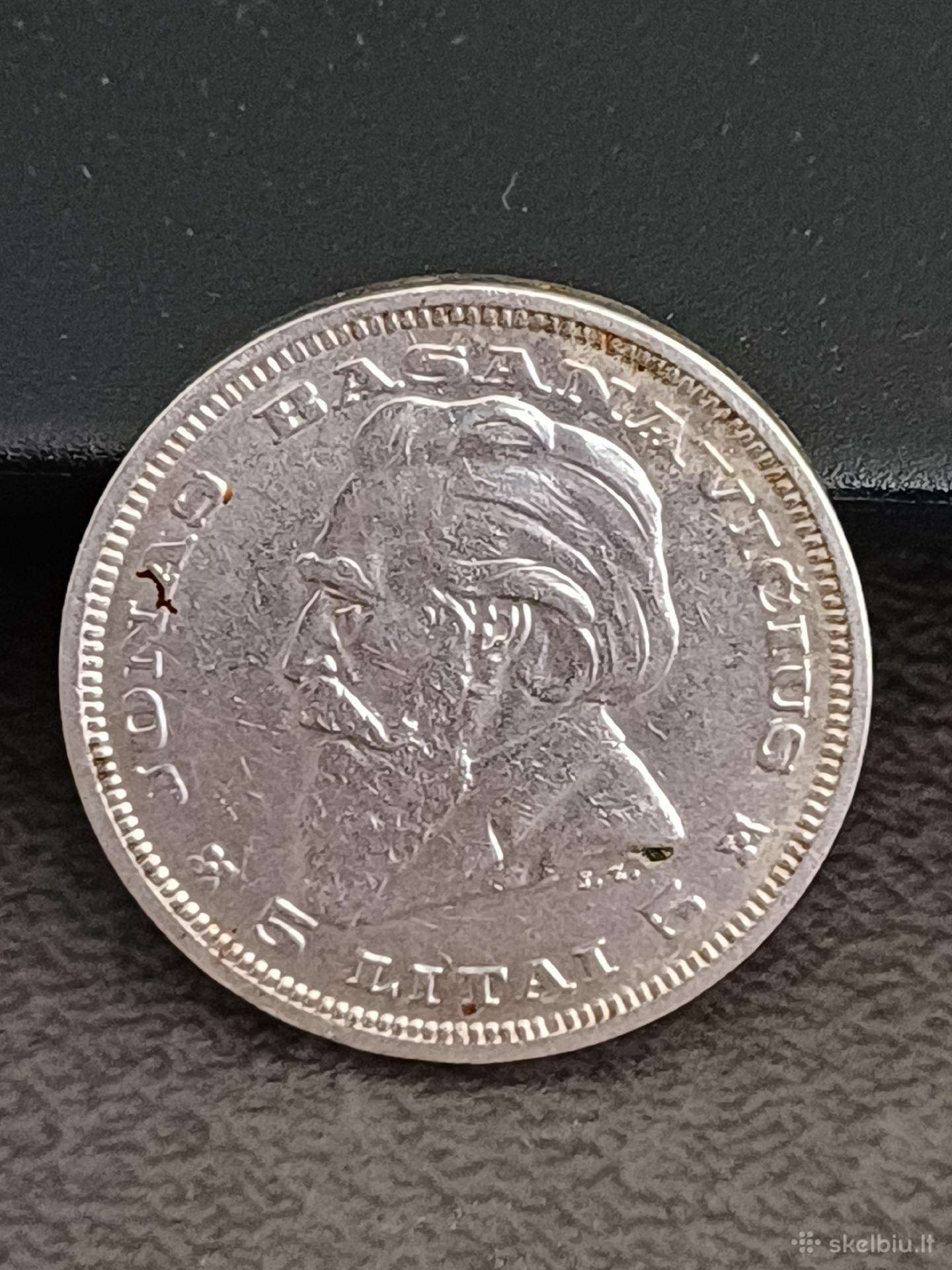 1936 Jonas Basanavičius 5 litų sidabrine moneta