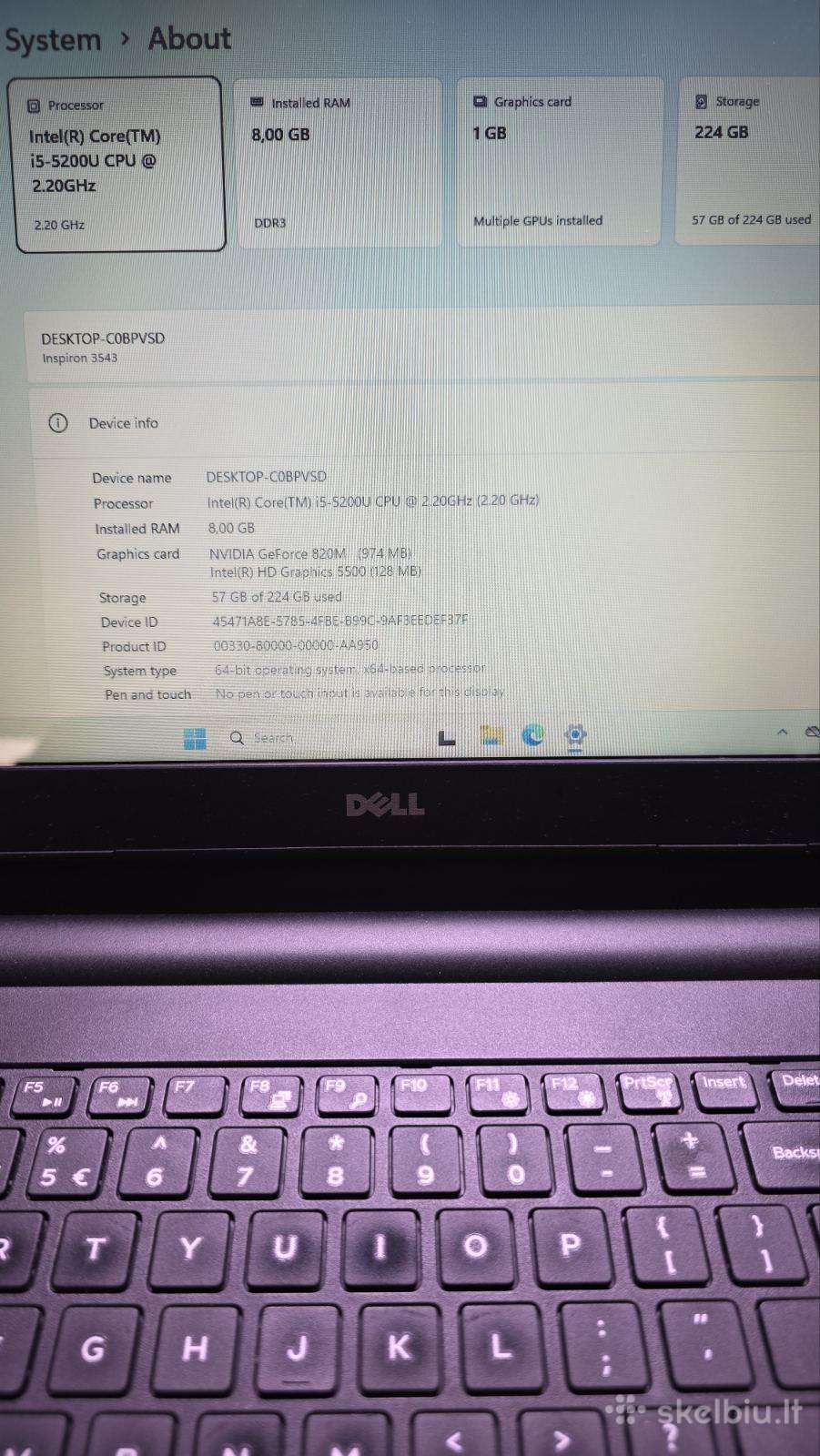 Dell Inspiron 3543 15.6"/i5-5200/8gb/240gb-60eu