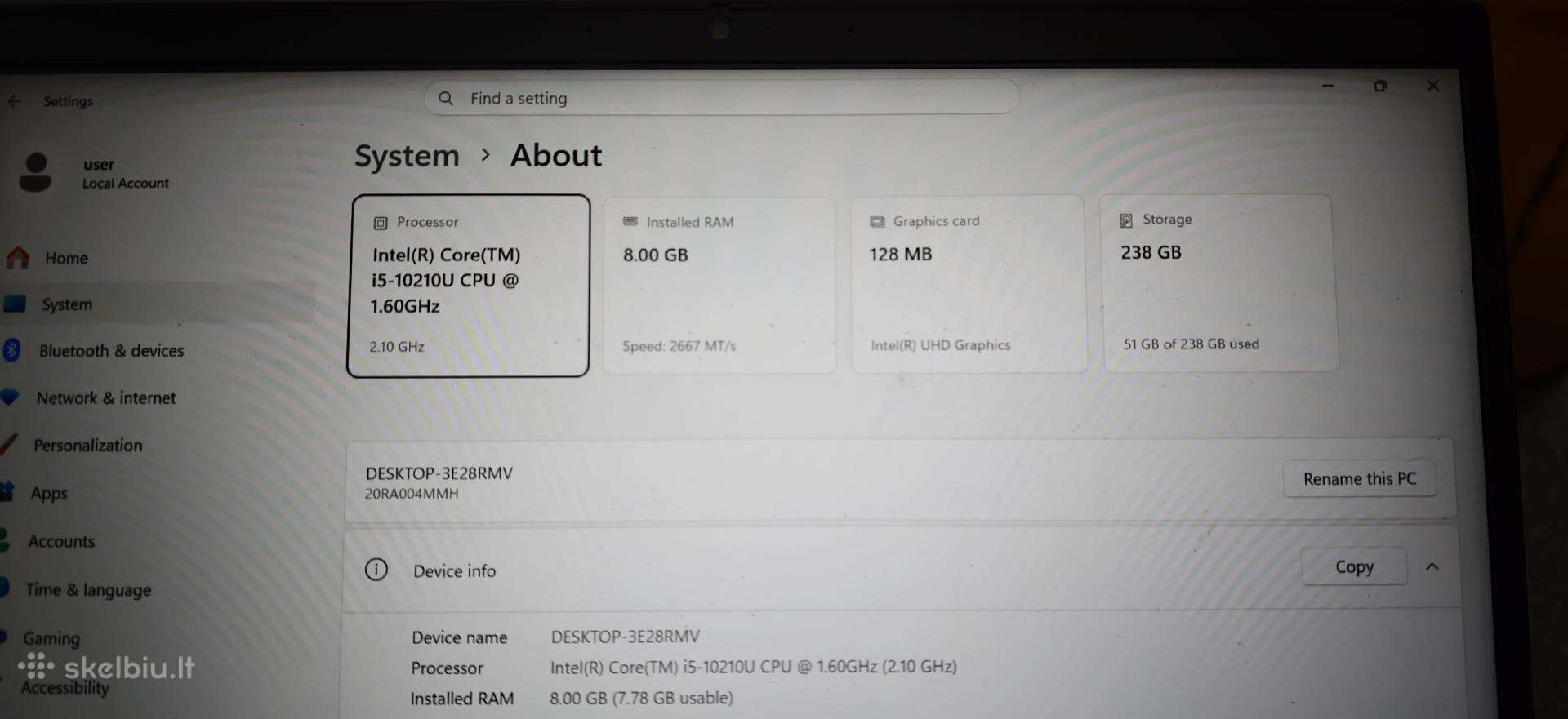 Parduodu Lenovo Thinkpad e14 i5-10210u 8gb 240gb