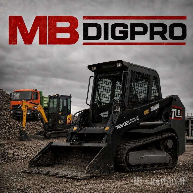 Bobcat, mini ekskavatorius ir krovinių pervežimas