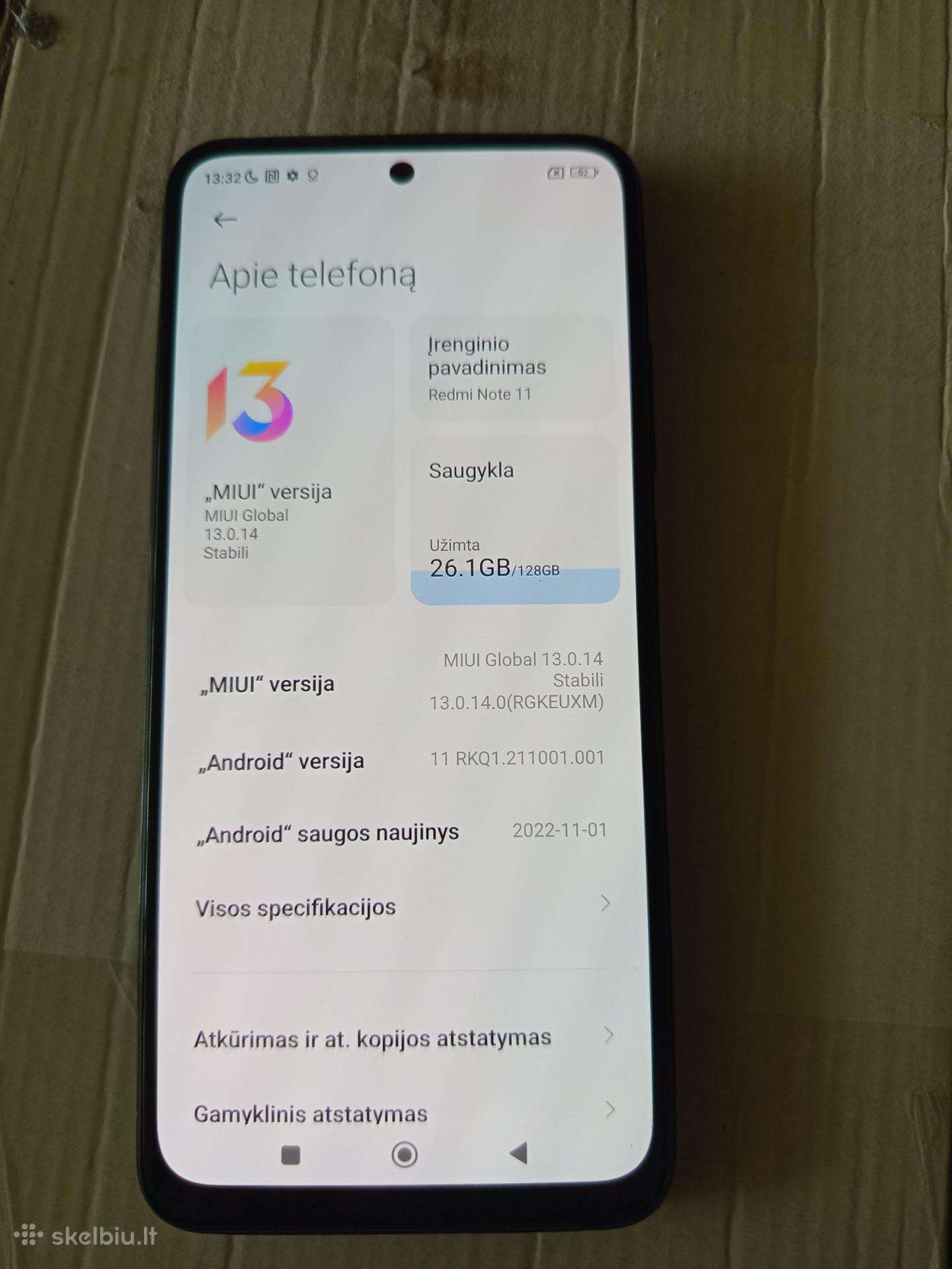 Redmi note11 128gb ramu 4+2gb