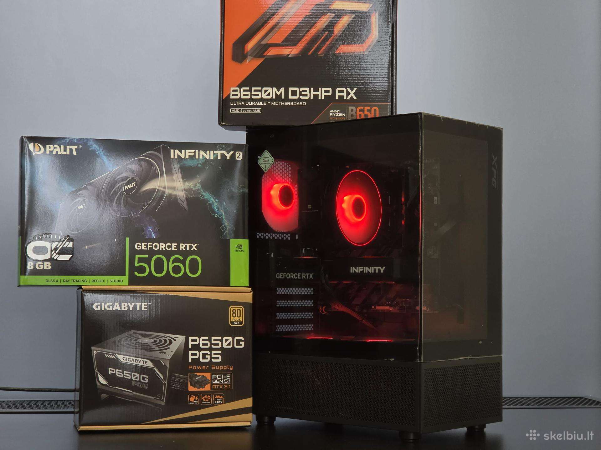 Ryzen 5 7500f su Rtx 5060, 1tb, 16gb kompiuteris