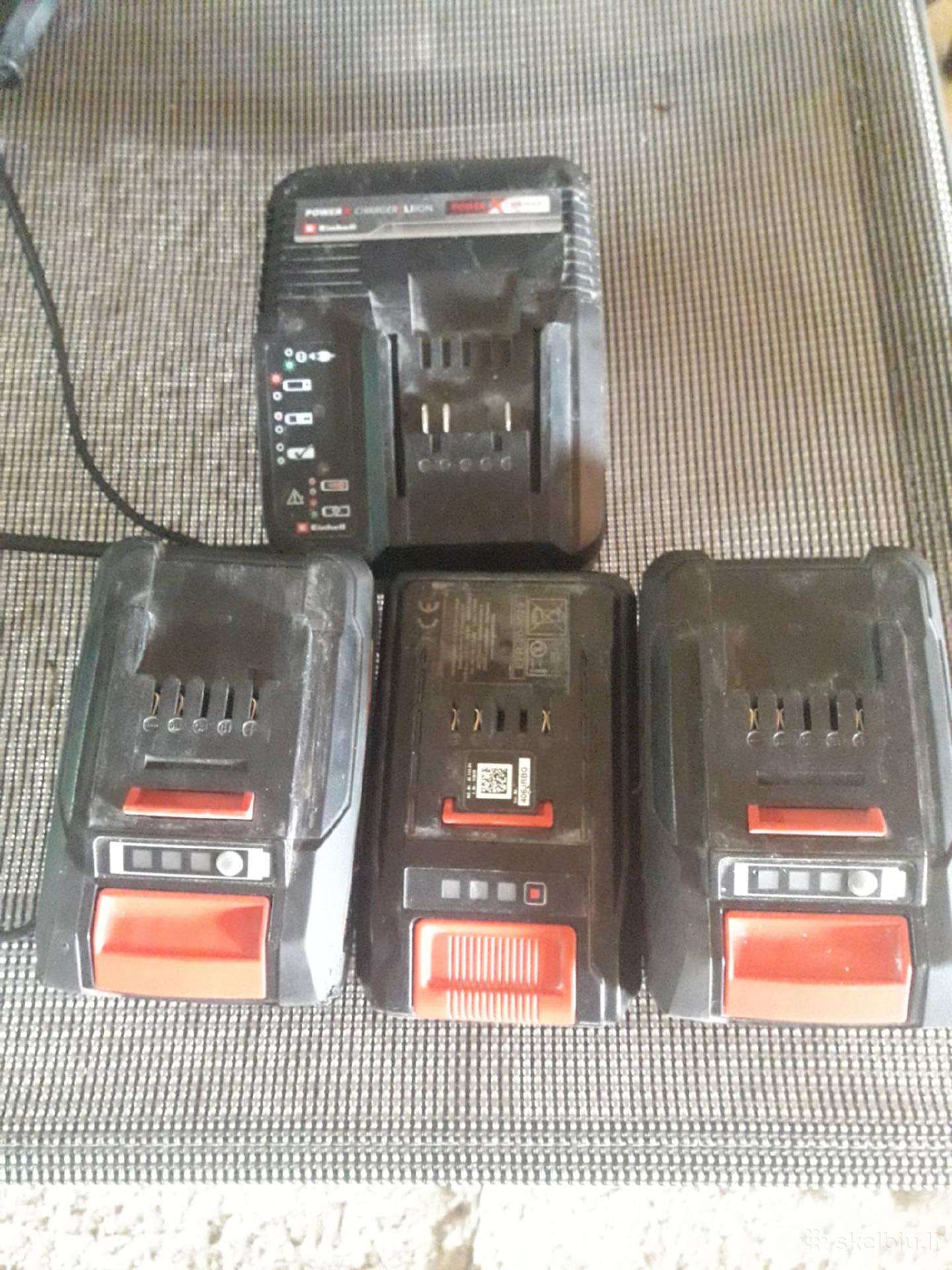 Einhell akumuliatoriai ir pakrovejas