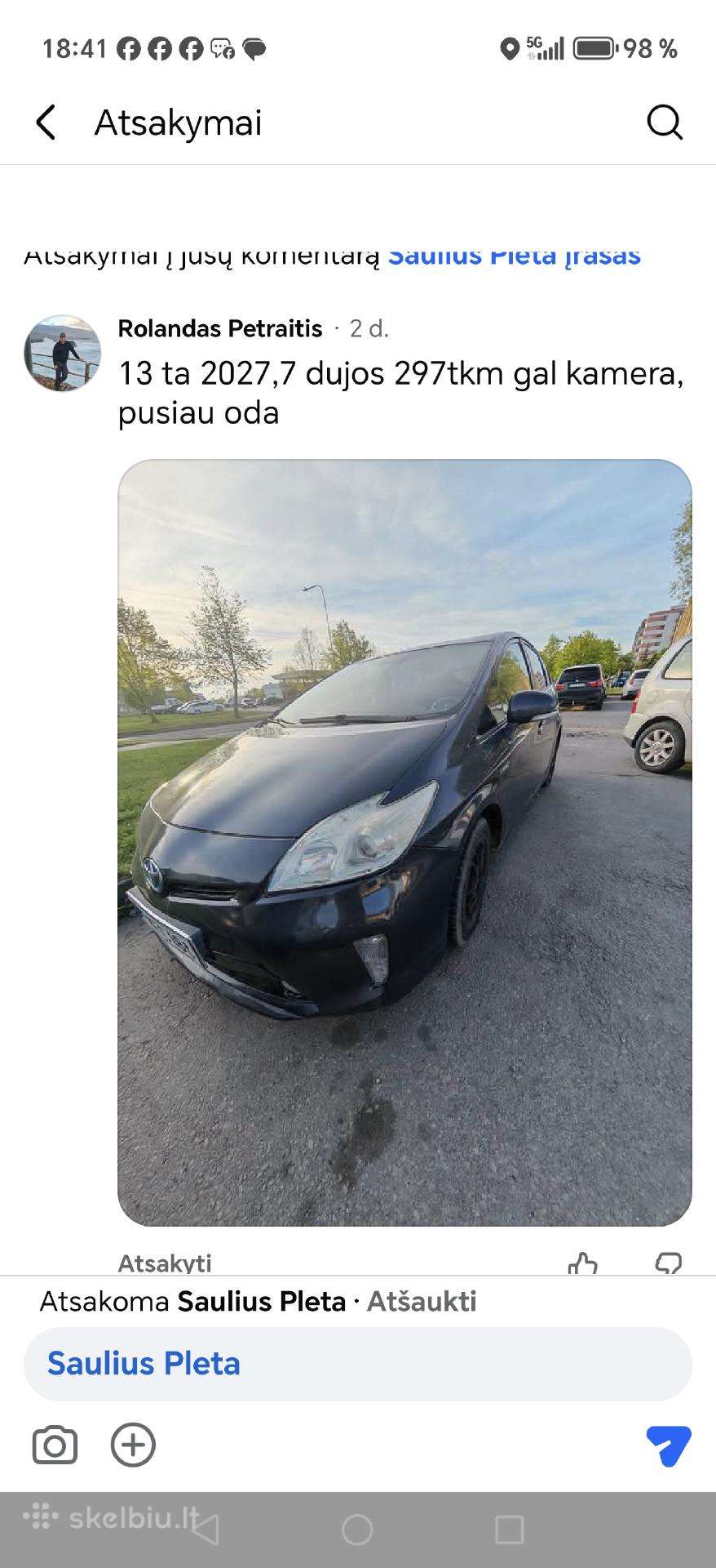 Toyota Prius dujos