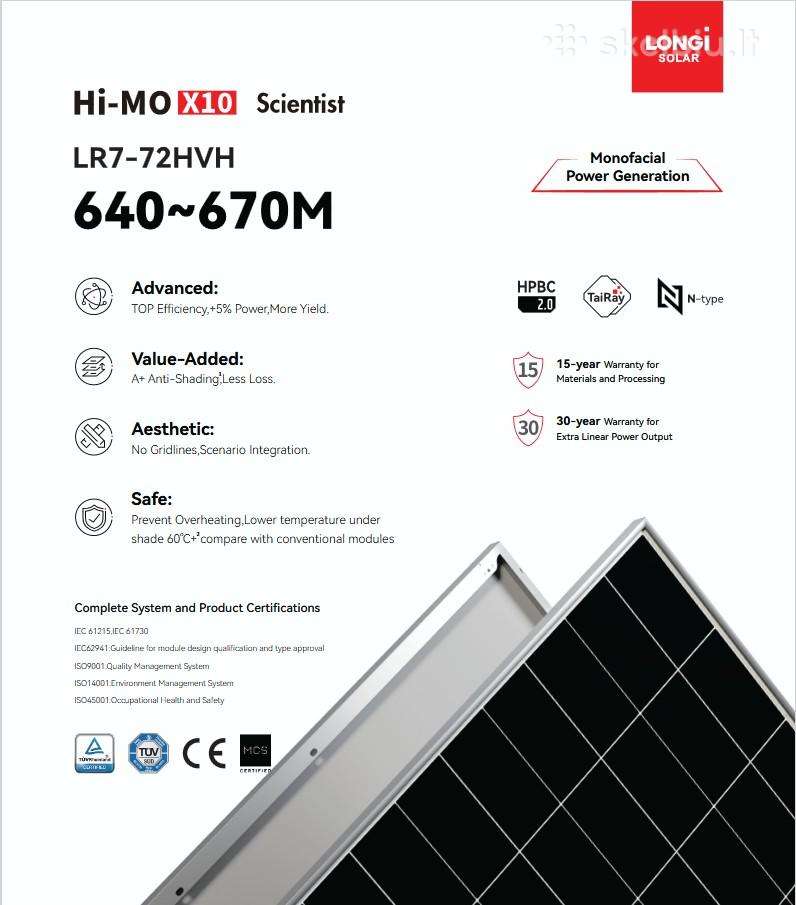 Saulės Moduliai Longi 655w